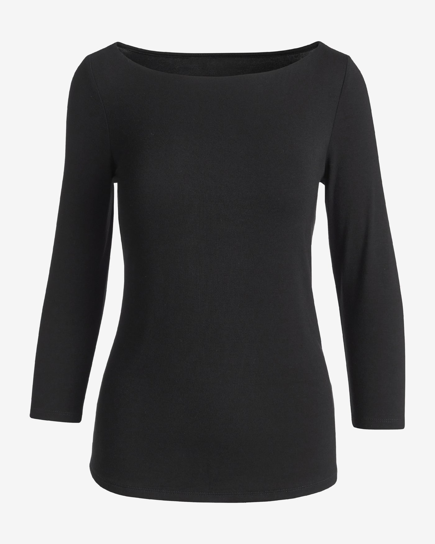 So Effortless Boat Neck 3/4 Sleeve Knit Top Proper Black