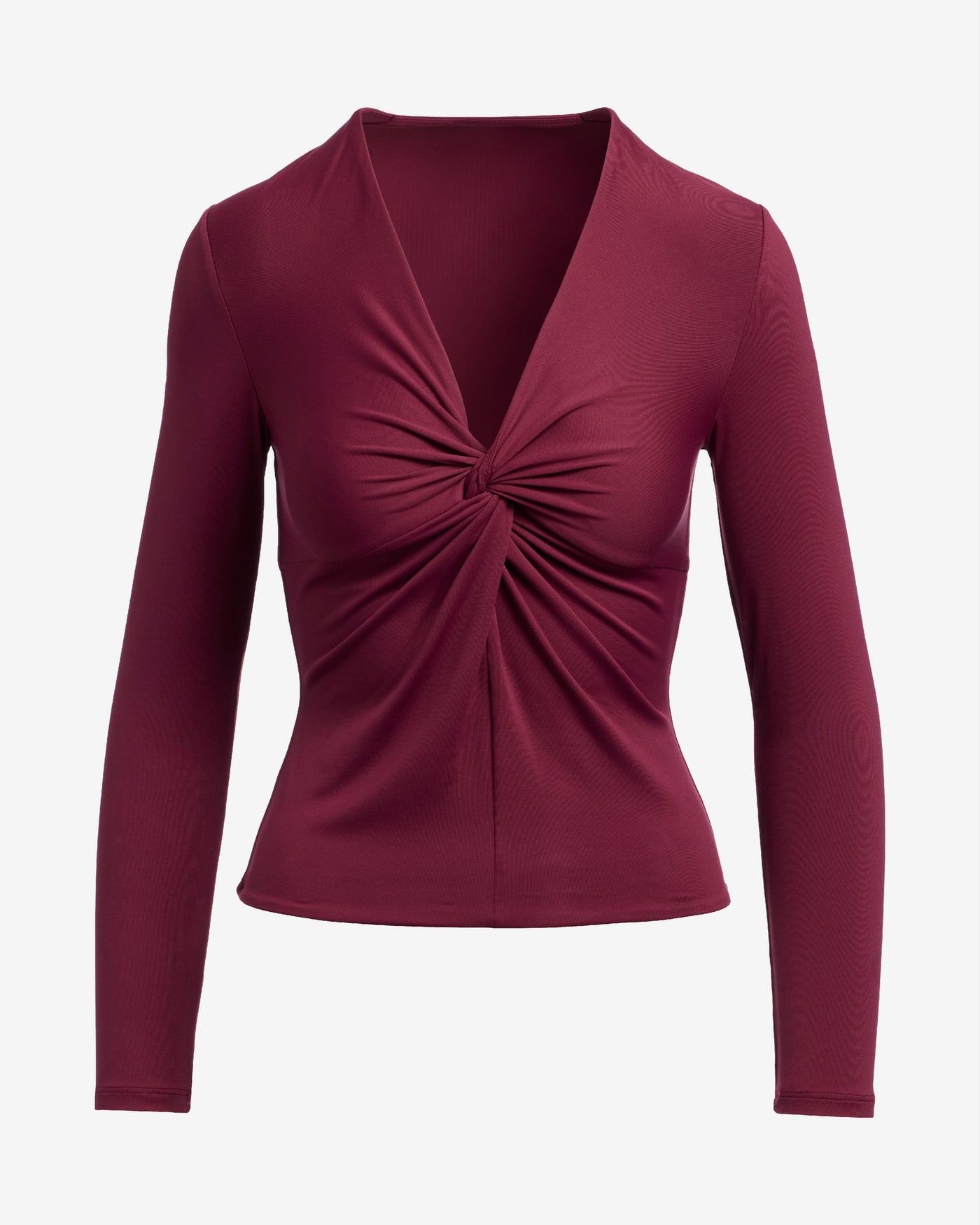 Contour Twist Front Knit Top Black Cherry