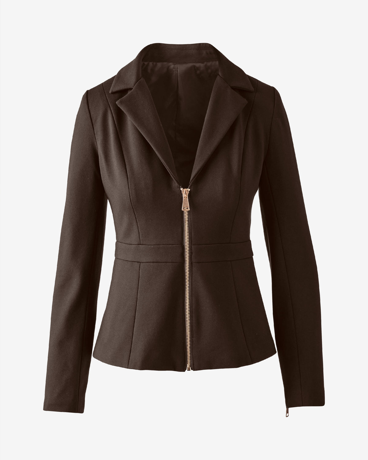 Ultimate Ponte Zip Front Blazer Chocolate Torte