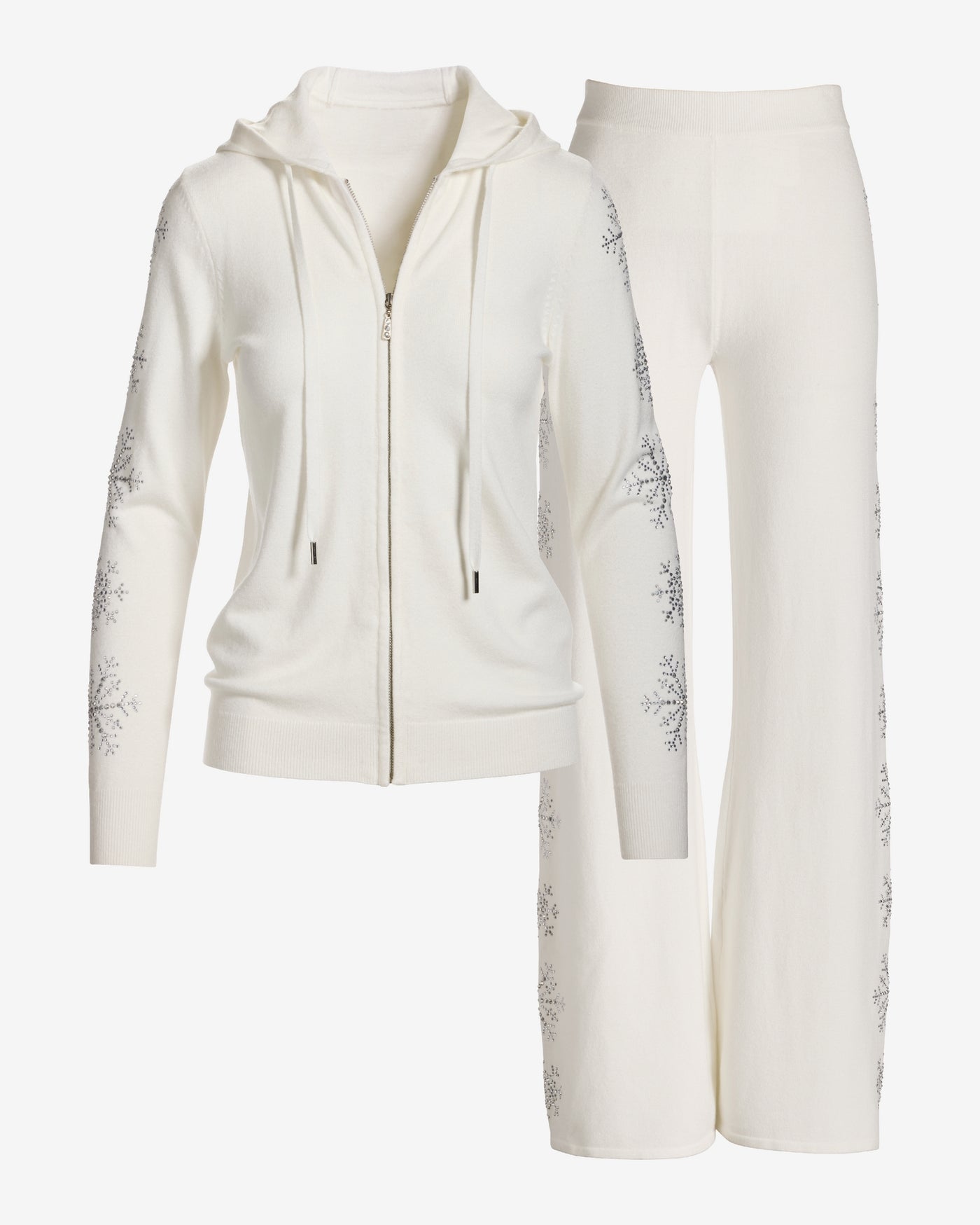 Snowflake Embellished Lounge Set Off White
