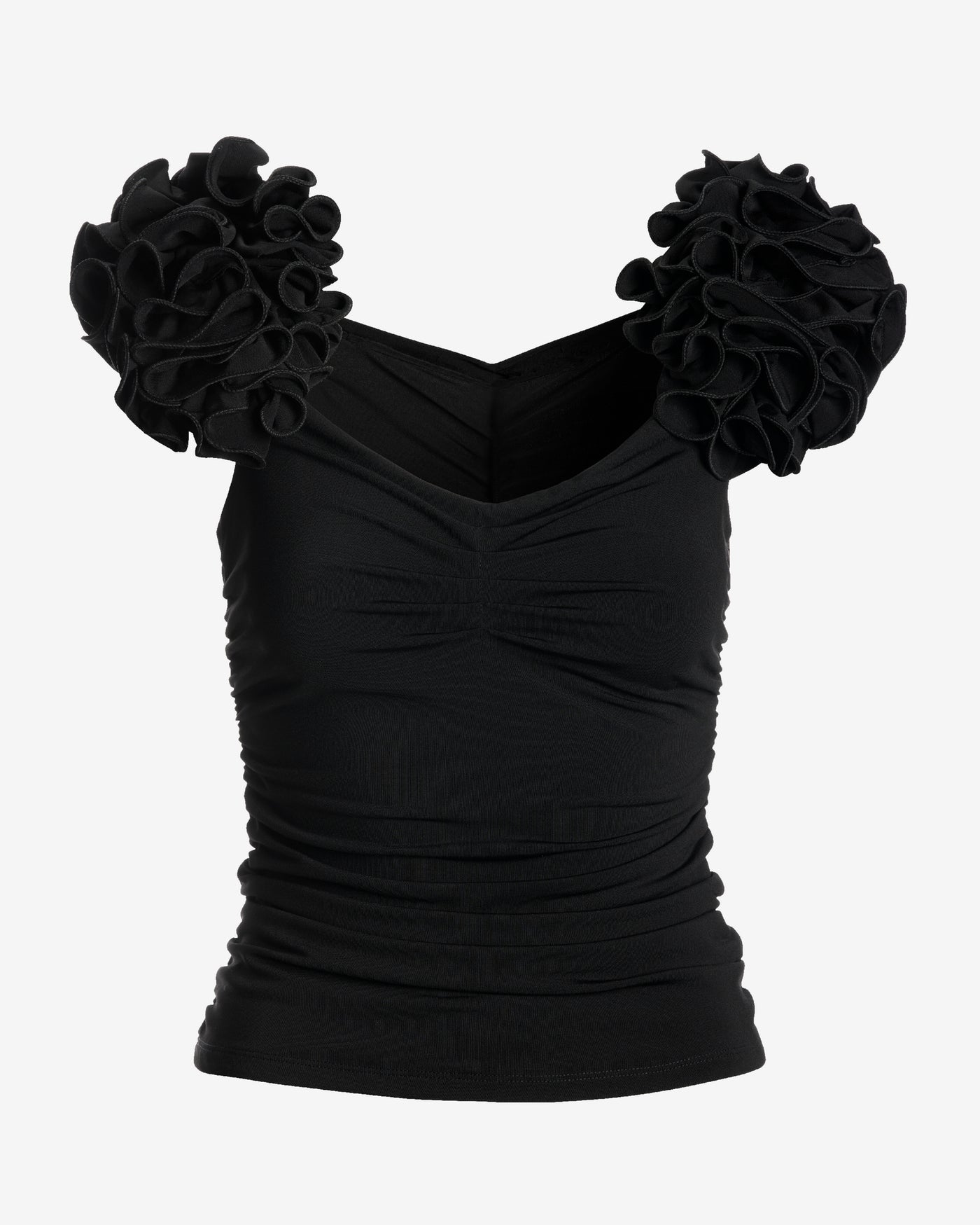 So Chic Floral Skimming Ruched Top Proper Black
