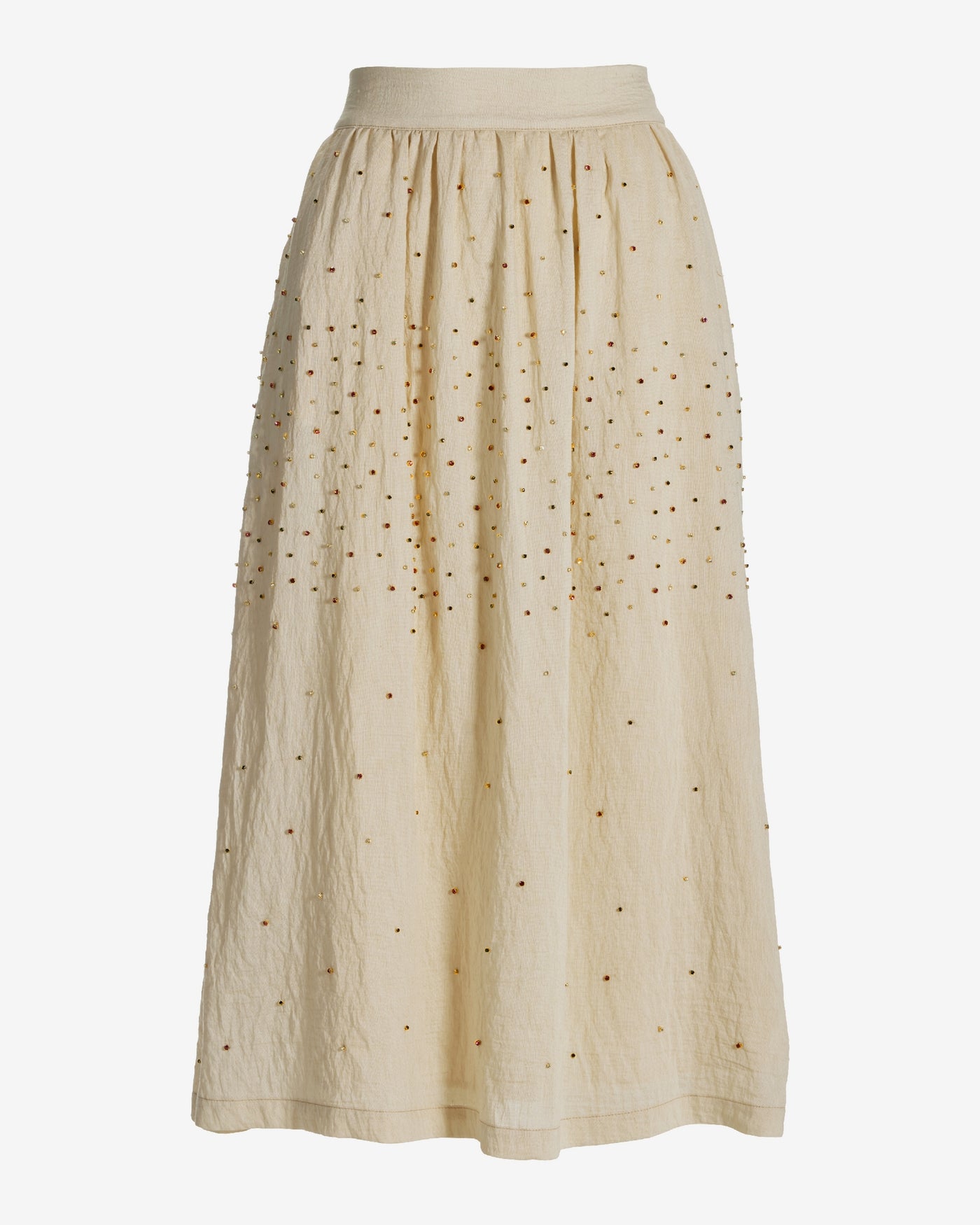 Crystal Embellished Midi Skirt Tan