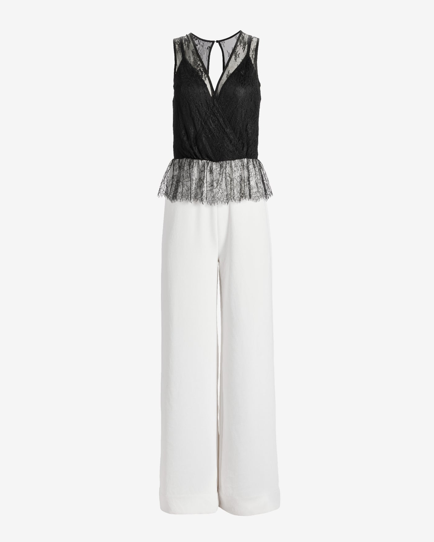 Peplum Lace Jumpsuit Black/White