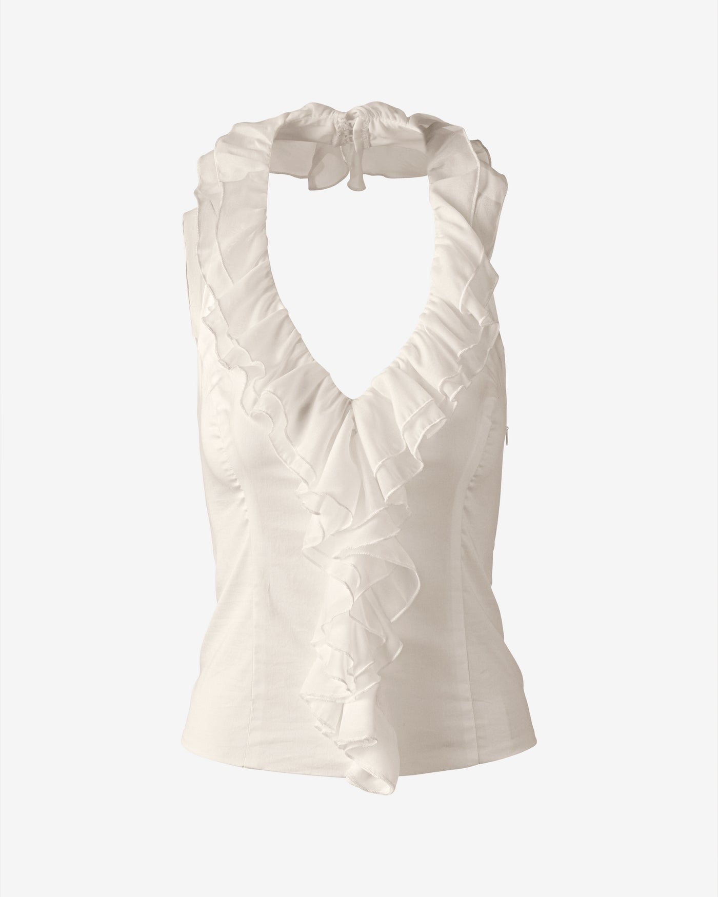 Ruffle Halter Blouse Off White