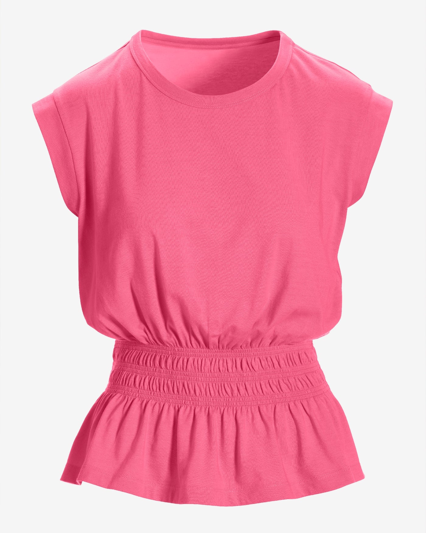 Smocked Peplum Tee Aurora Pink