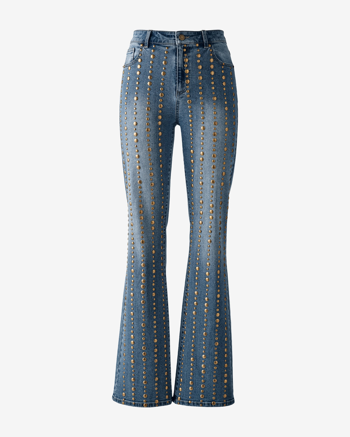 Antique Brass Studded Jean Denim/Medium Wash