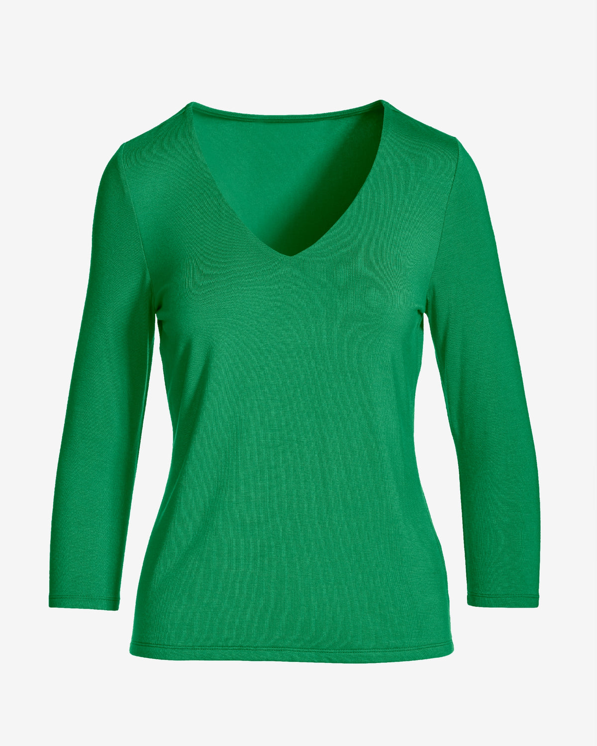 Effortless Three Quarter Sleeve V Neck Monaco Green