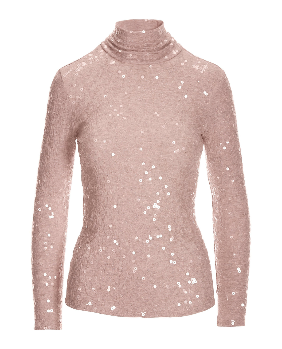 Sequin Knit Turtleneck Top Mauve