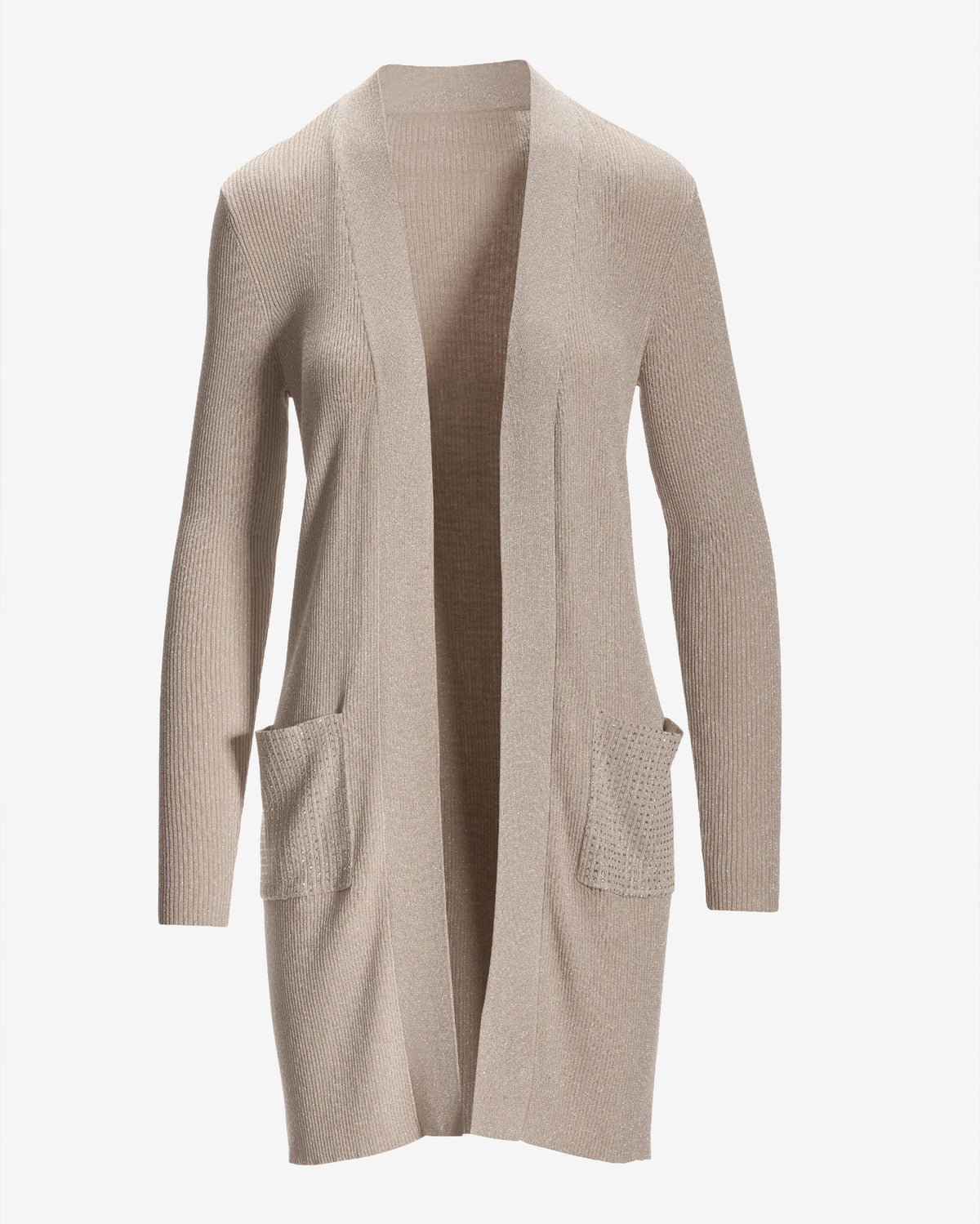 Rhinestone Pocket Lounge Cardigan Champagne