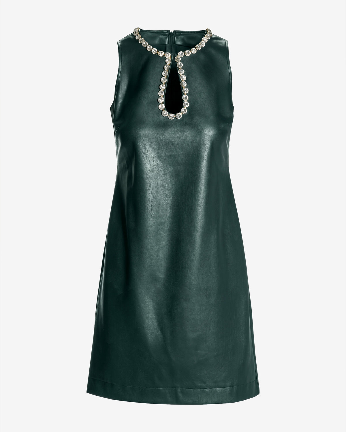 Faux Leather Crystal Embellished Keyhole Shift Dress Hunt Club