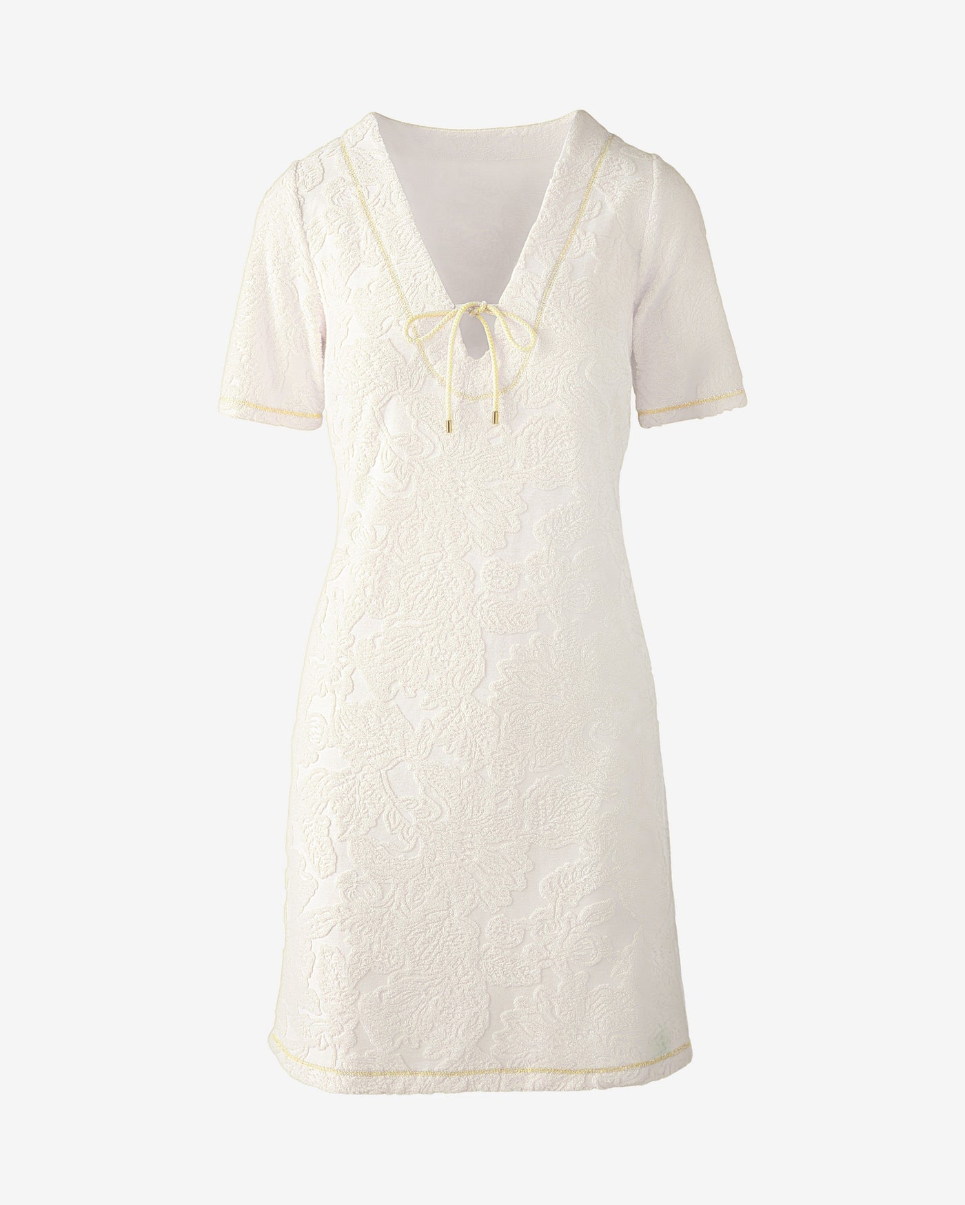 Textured Beach Terry Tie Front Shirt Dress Off White