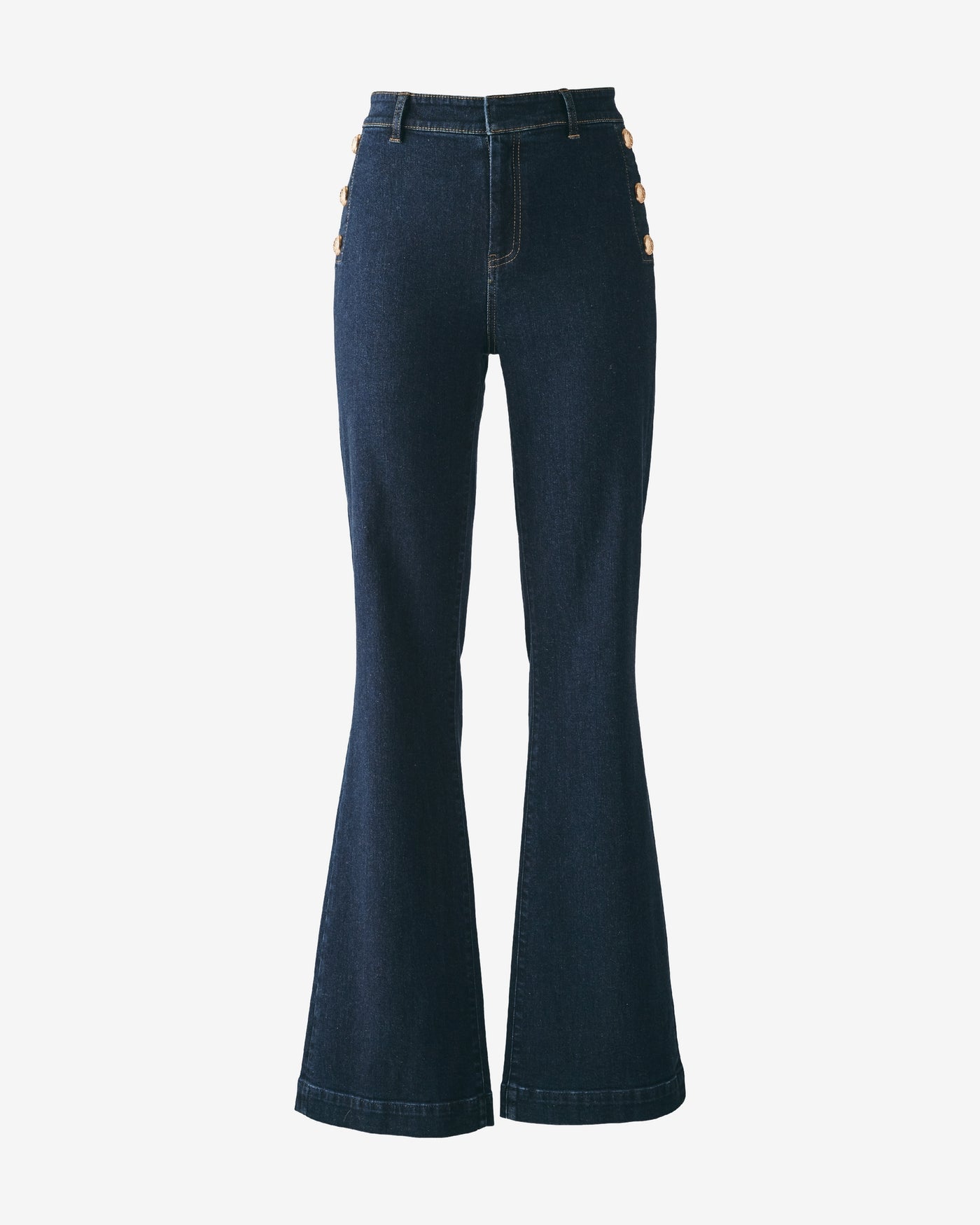 Crest Button Pocket Wide Leg Jean Dark/Medium Denim