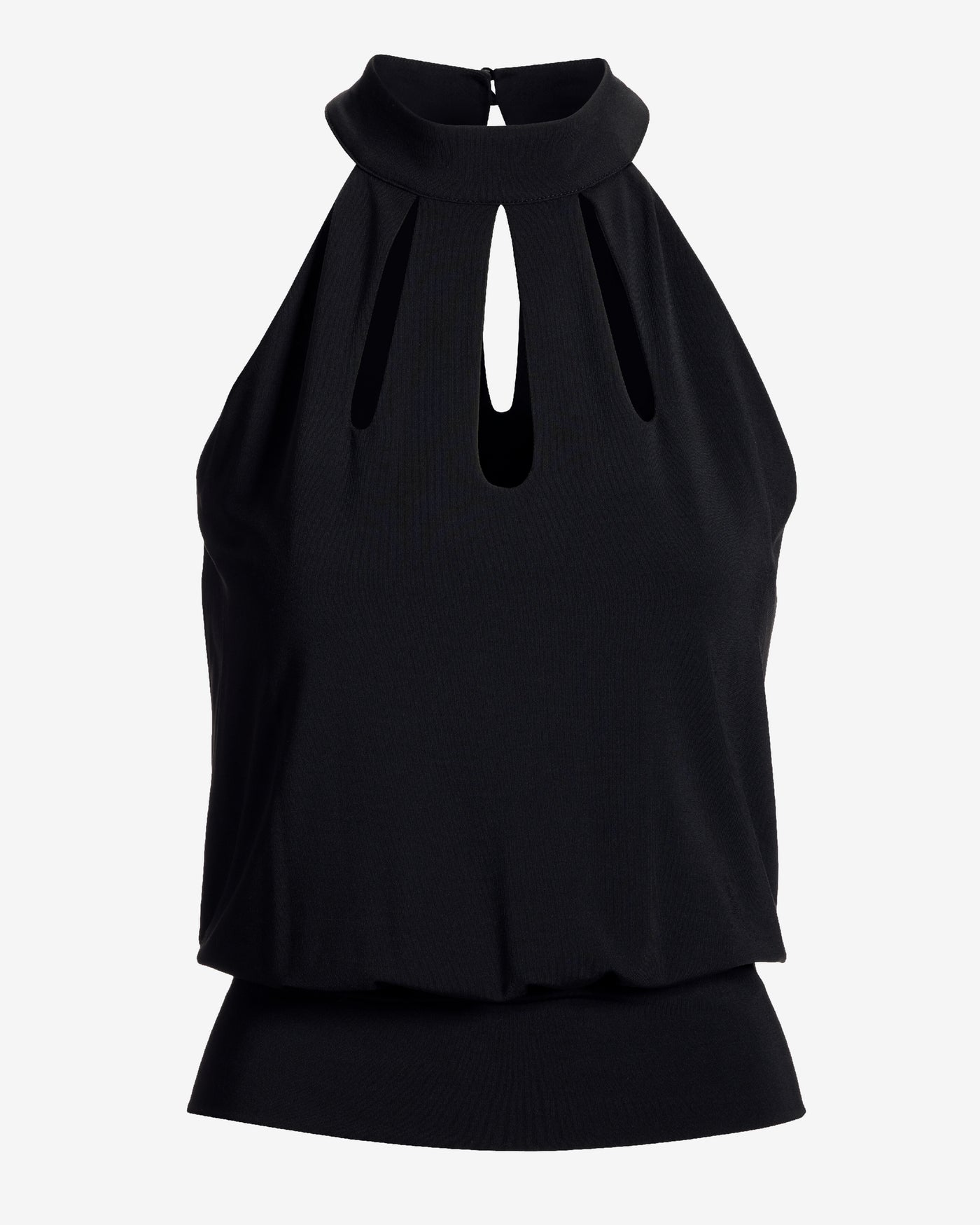 So Chic Cut Out High Neck Blouson Proper Black