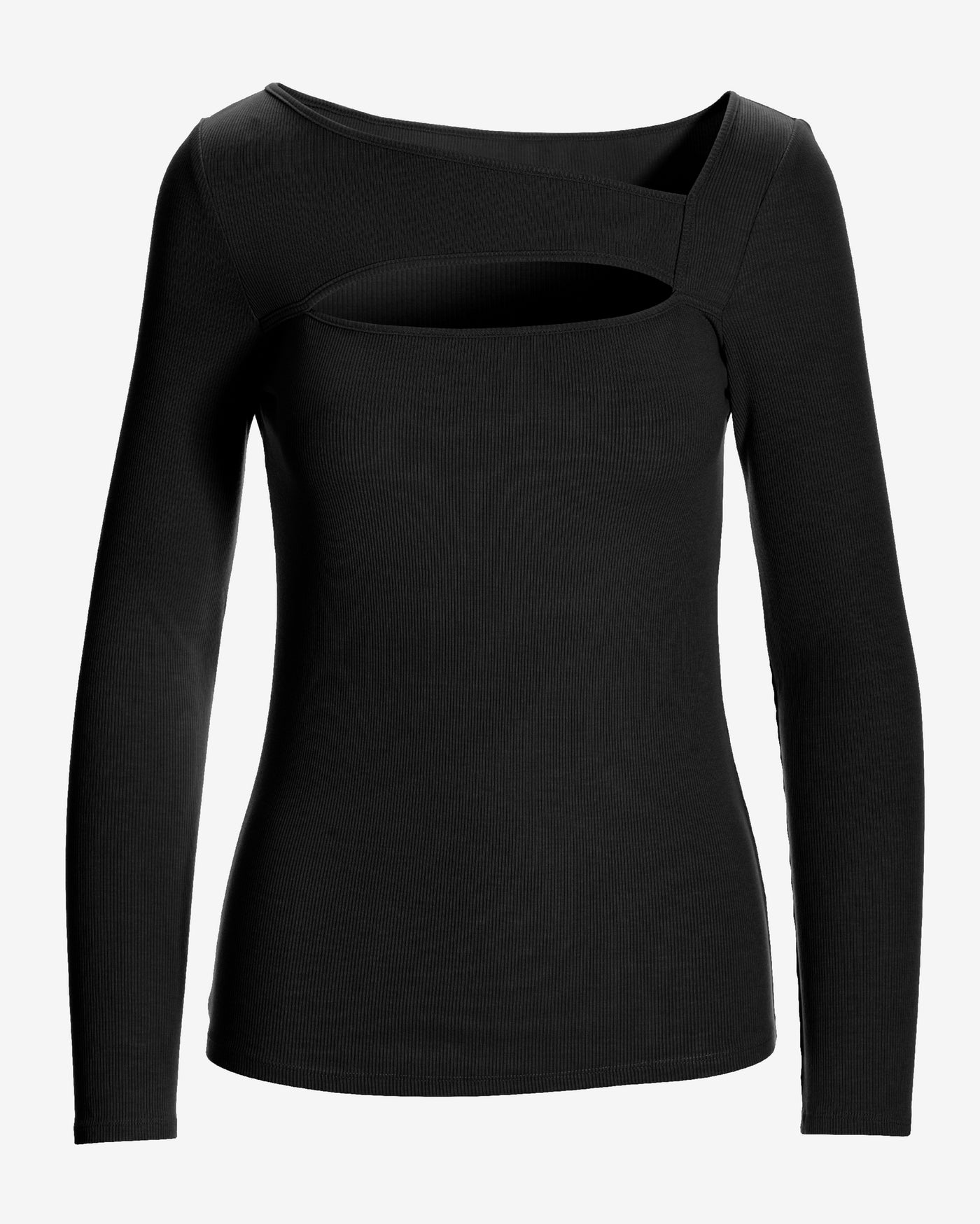 So Essential Ribbed Keyhole Cut Out Top Proper Black