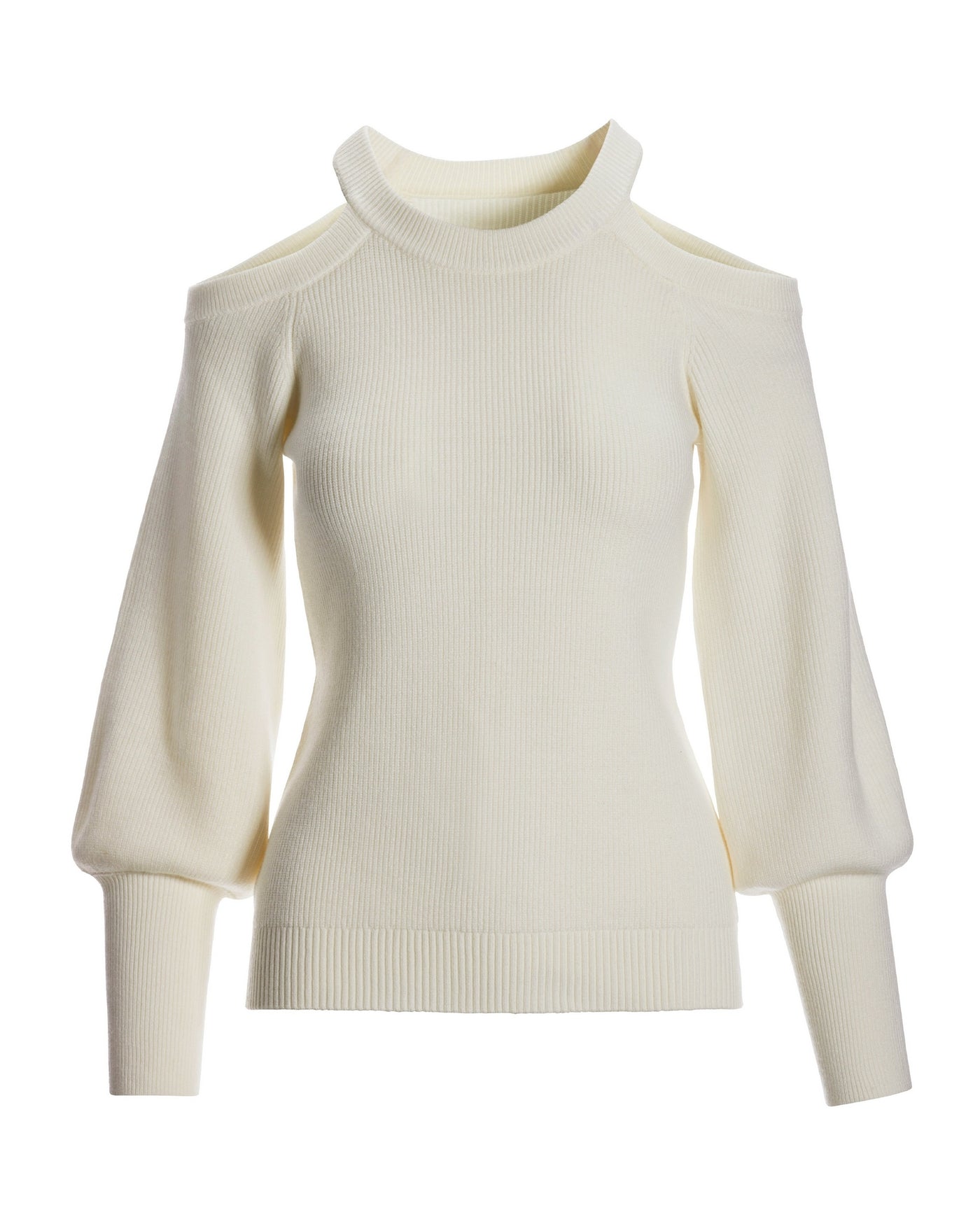 Cold Shoulder Wide Cuff Sweater Off White