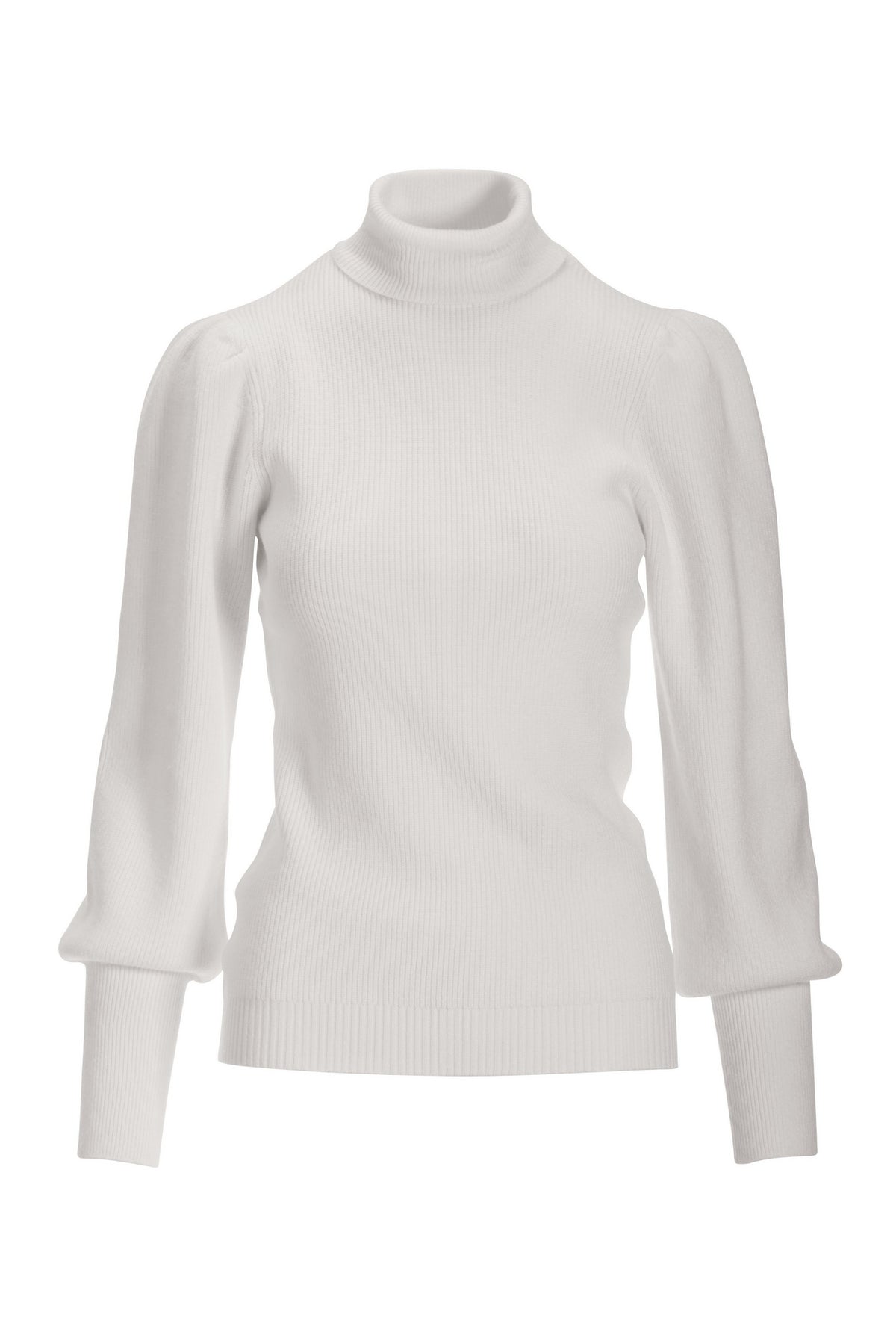 Puff Sleeve Turtleneck Sweater White