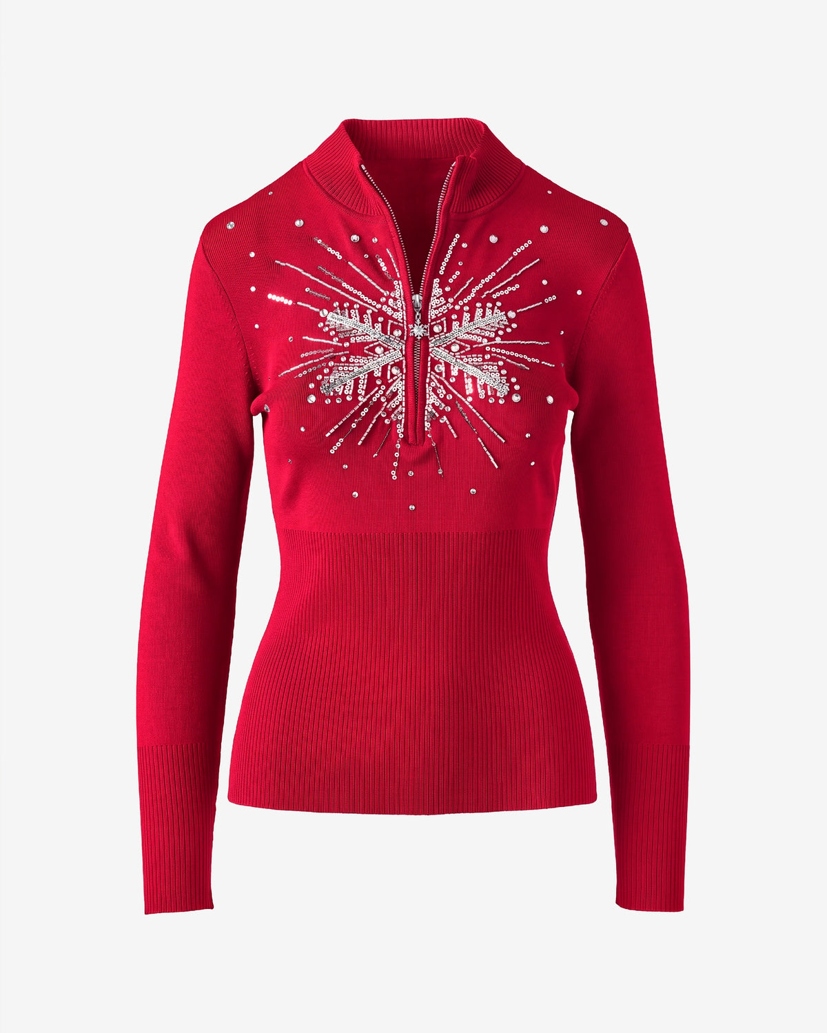 Half Zip Sparkle Snowflake Sweater French Kiss
