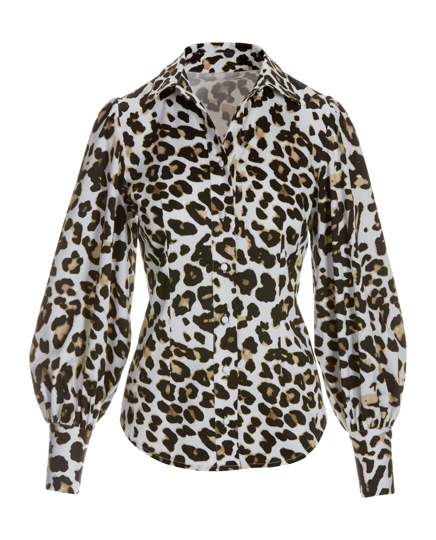 Leopard Print Victoria Drama Sleeve Shirt Ivory
