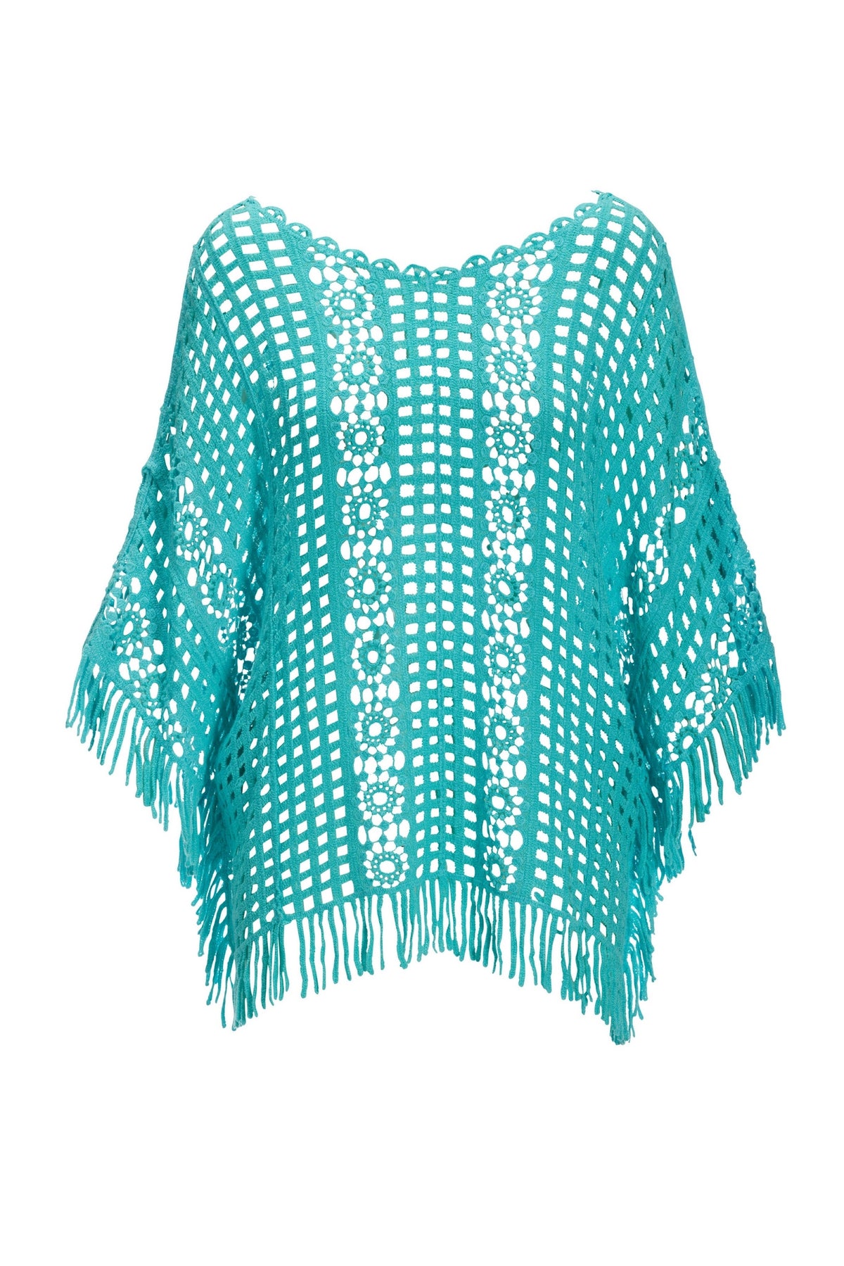 Effortless Crochet Pullover Poncho Blue Radiance