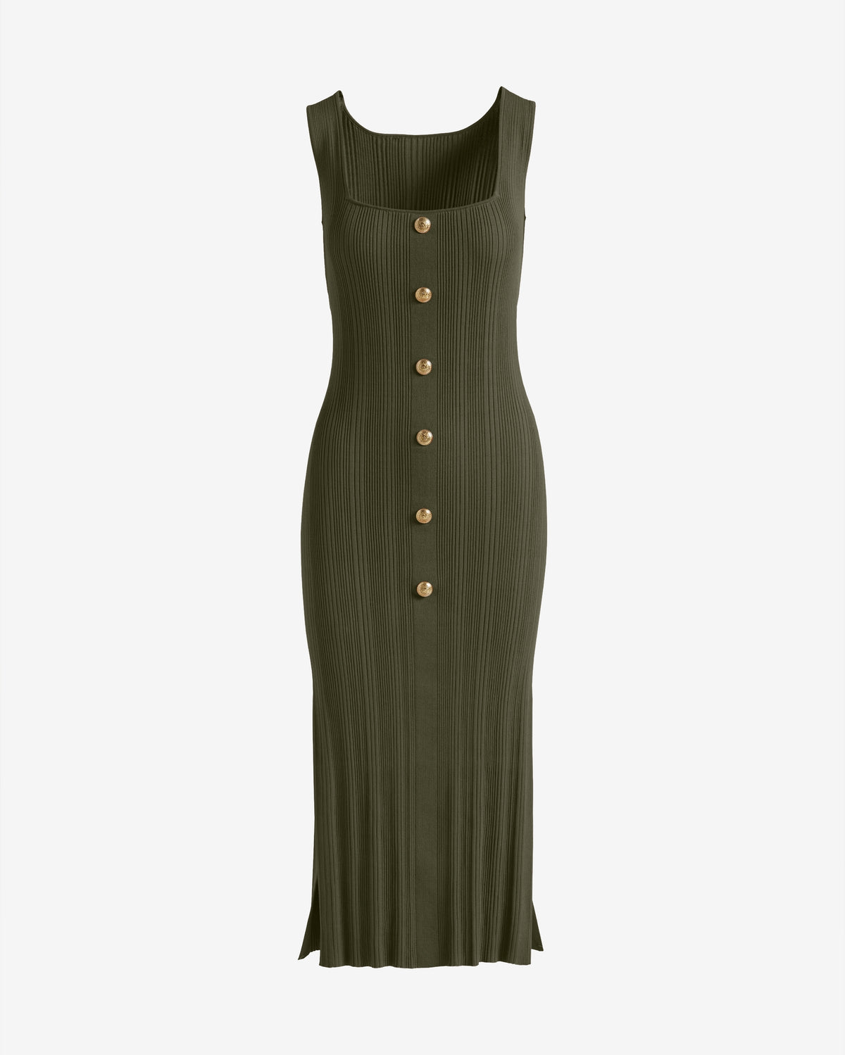 Crested Button Sweater Dress Olive Night