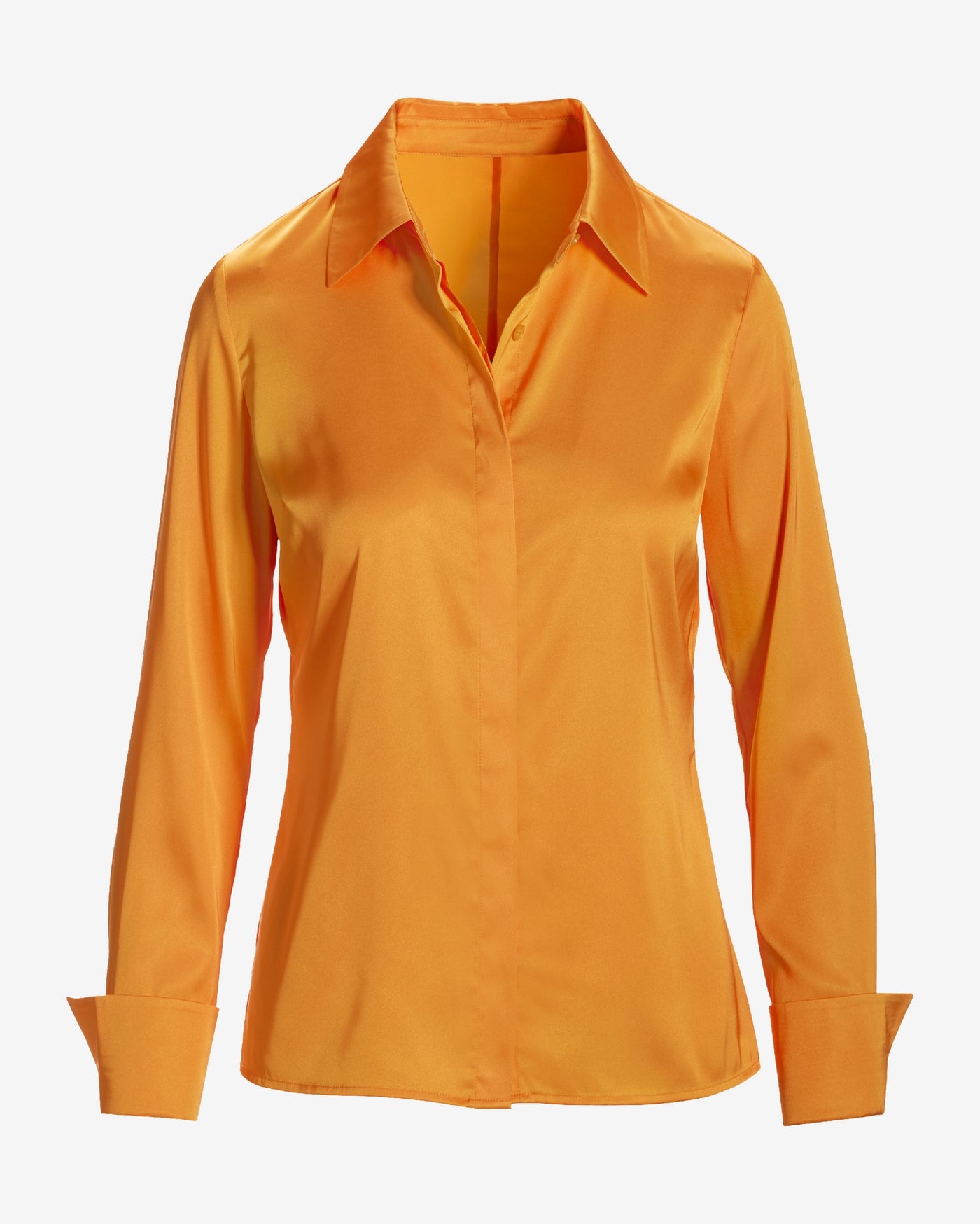 Sophia Button-Up Charmeuse Blouse Orange Pop