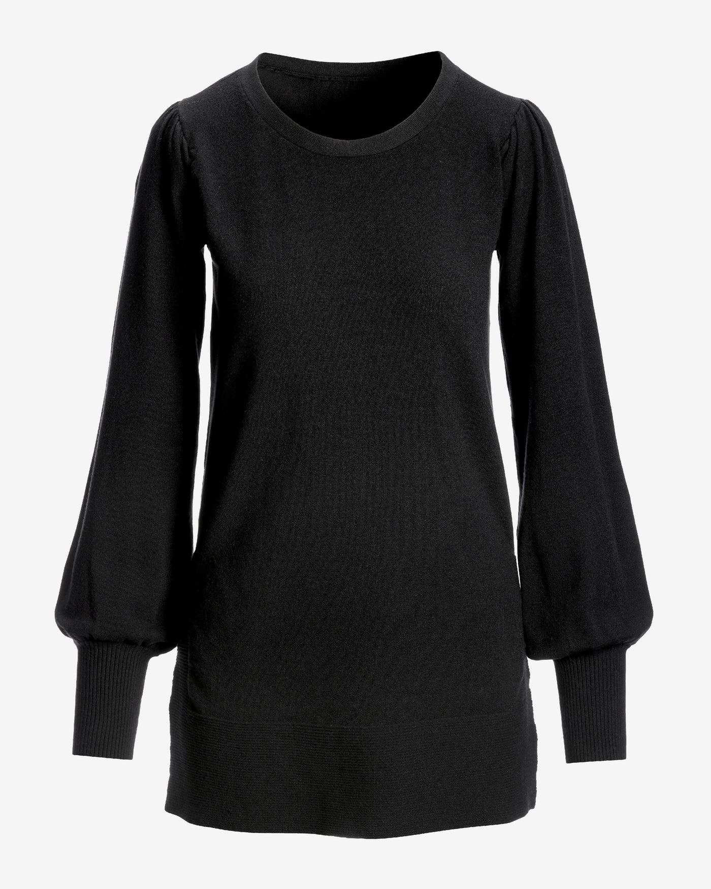 Lightweight Puff Sleeve Tunic Sweater Proper Black
