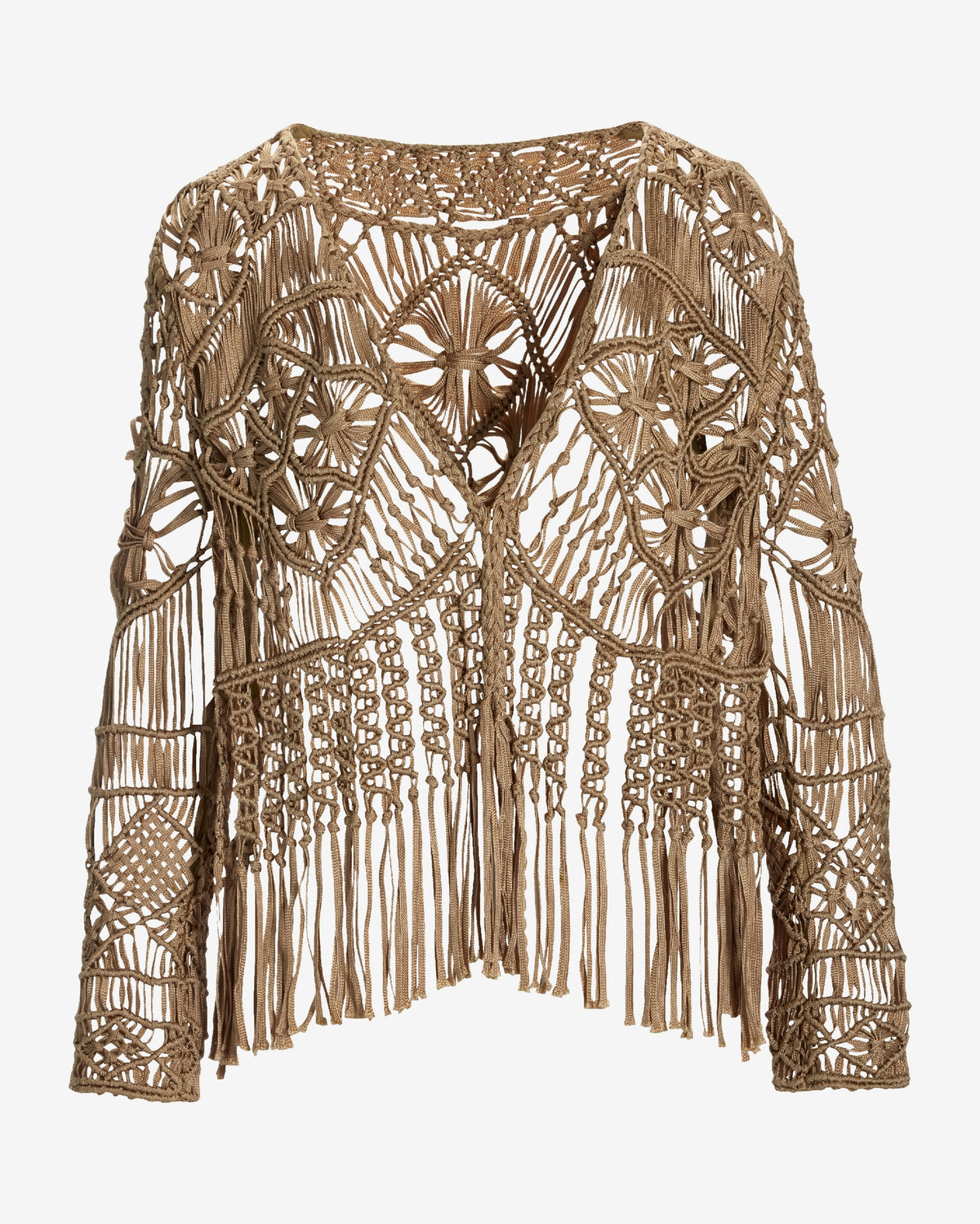 Macrame Fringe Cardigan Sesame