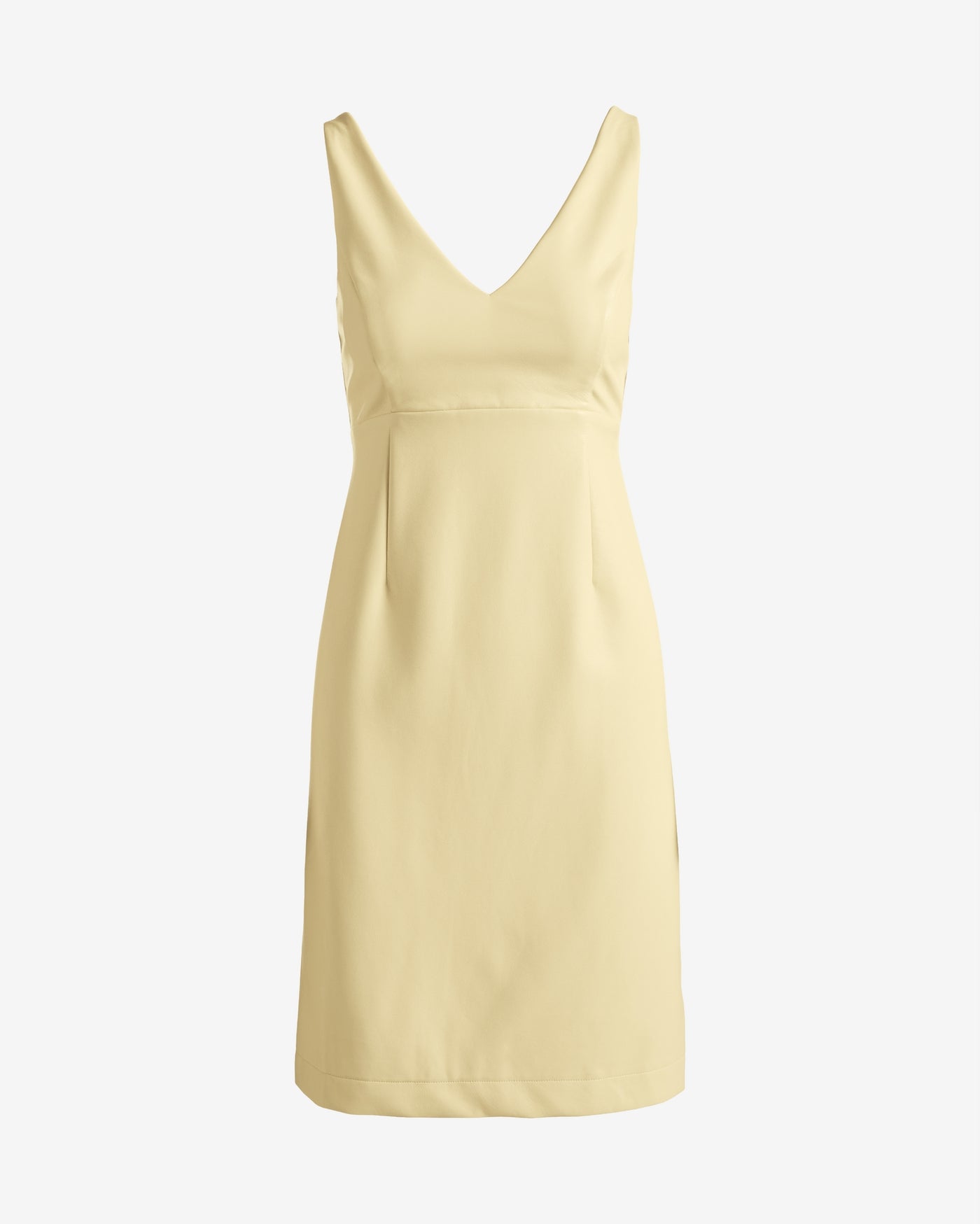 Faux Leather Sleeveless V-Neck Sheath Dress Pale Banana
