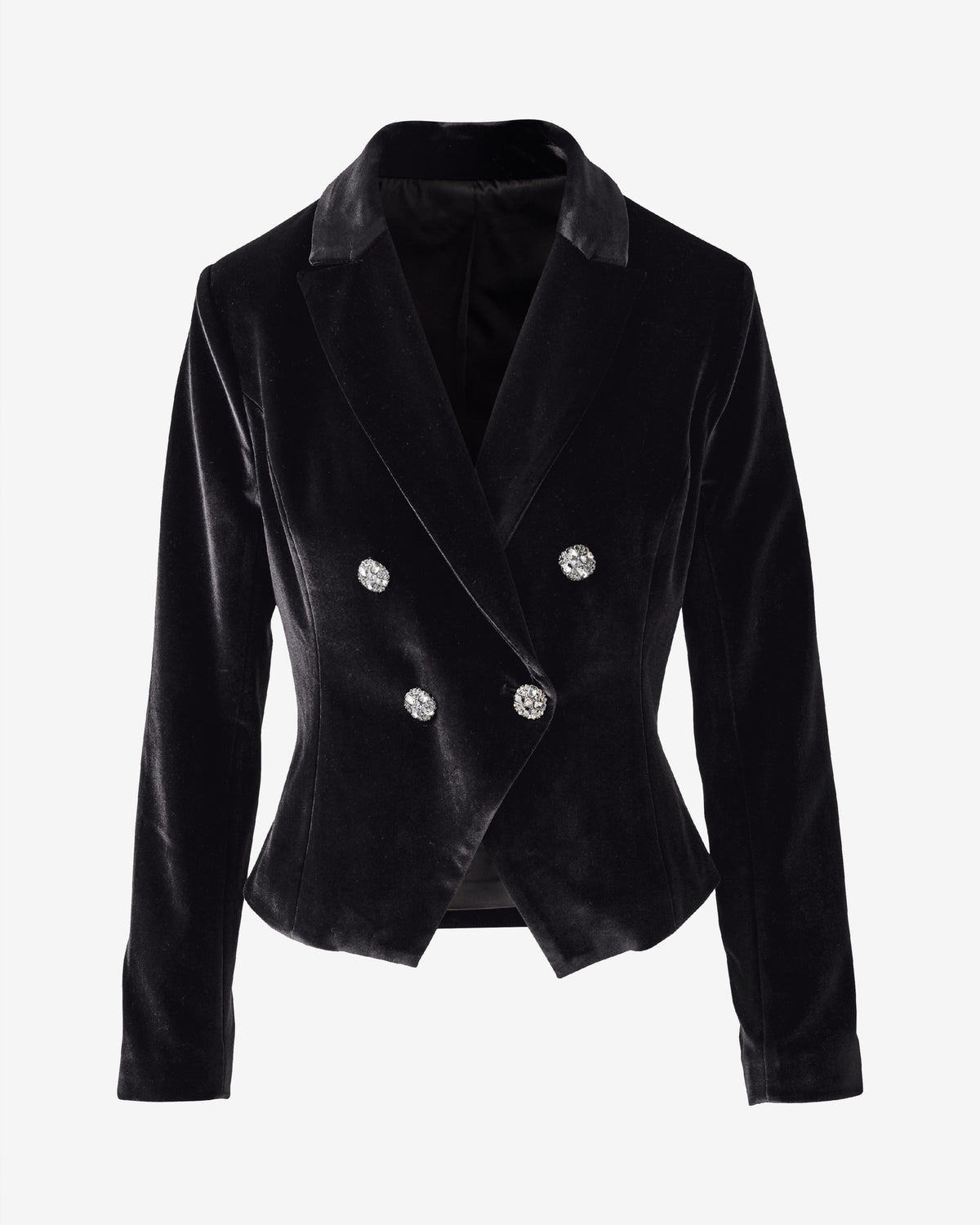 Ultimate Velvet Double Breasted Shaped Blazer Black