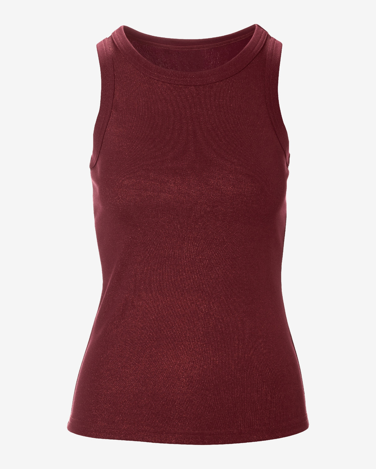 So Essential Metallic Ribbed High Neck Tank Black Cherry