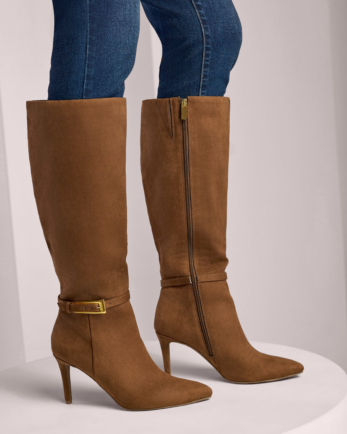 BCBGeneration Hardware Strap To The Knee Boot Cognac