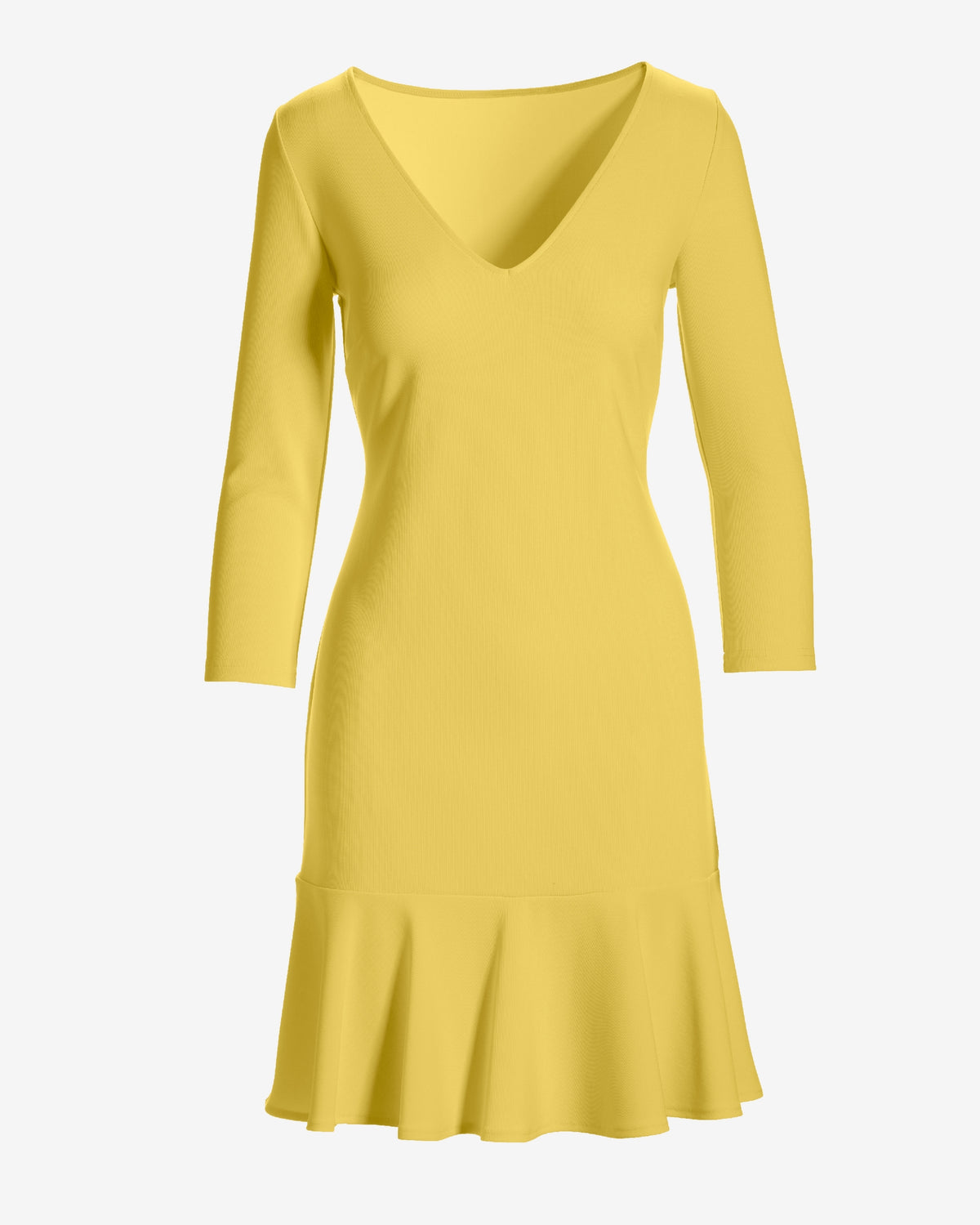 Beyond Travel Three Quarter Sleeve Flounce Dress Lemon Drop