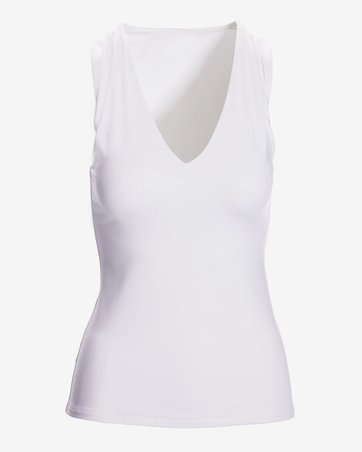 So Modern Sleeveless V Neck Knit Top Pure White
