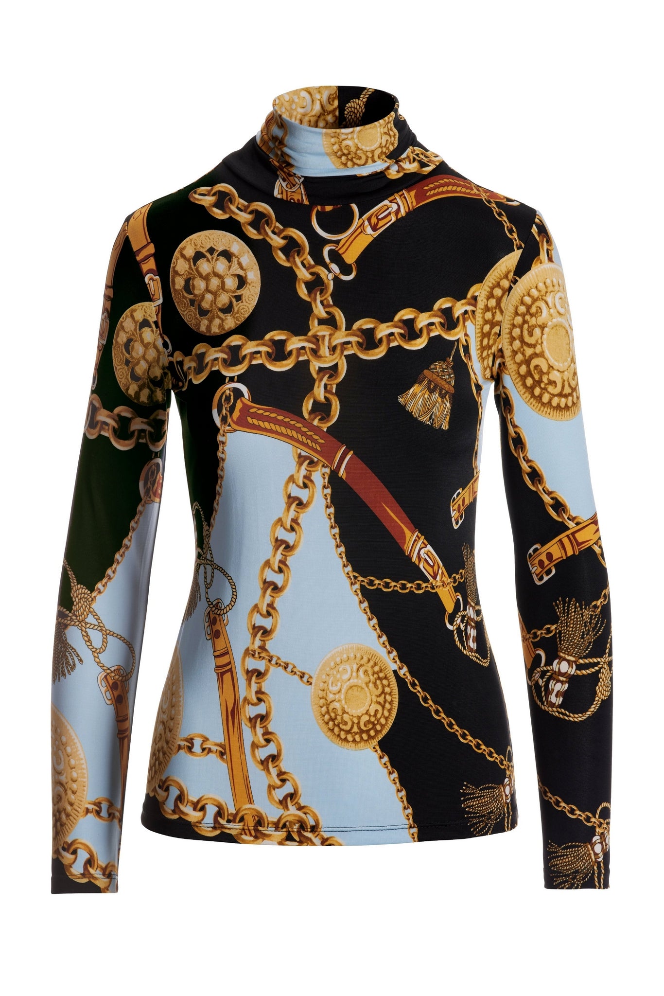 Status Chain Turtleneck Top Black Multi