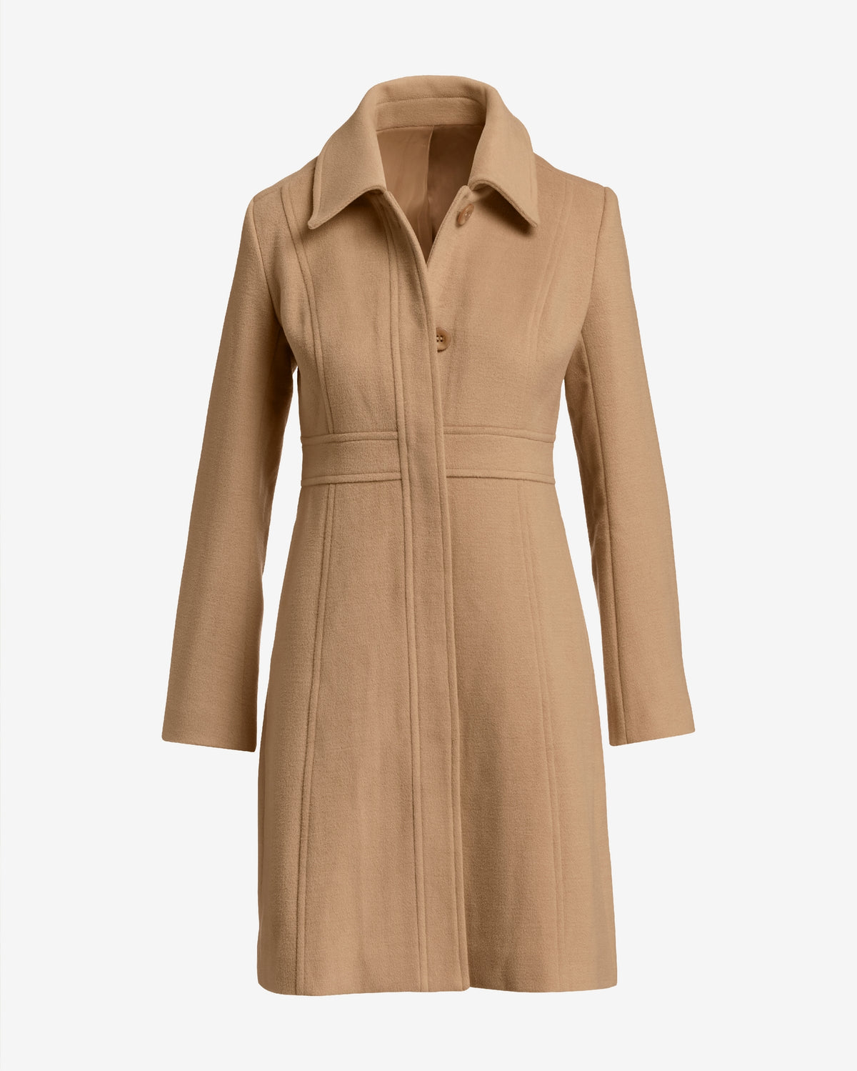 Luxe Collared Waist Shape Topcoat Suntan