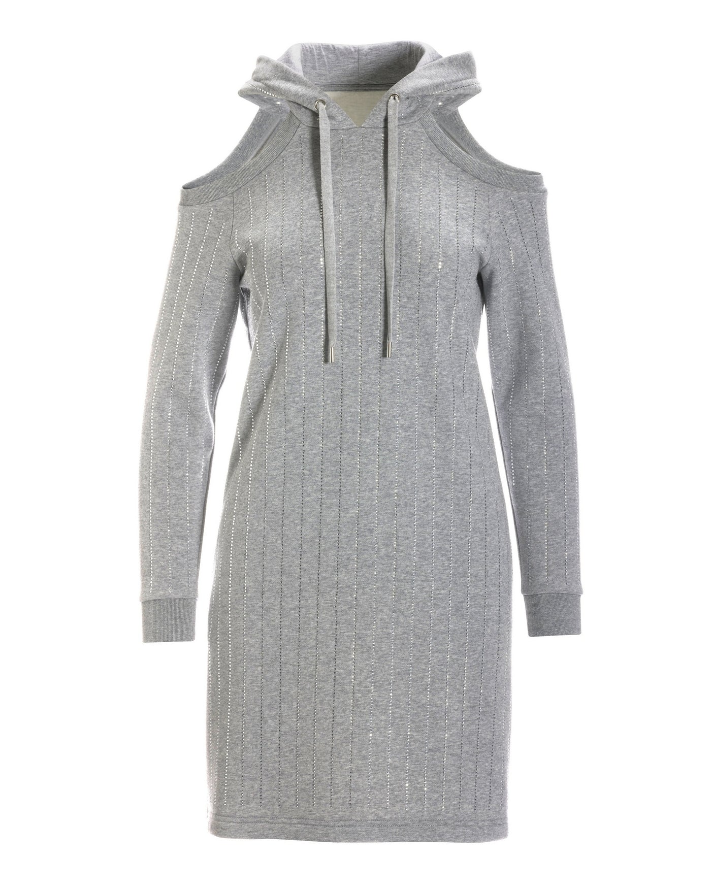 Embellished Cold Shoulder Sweatshirt Dress Heather Gray
