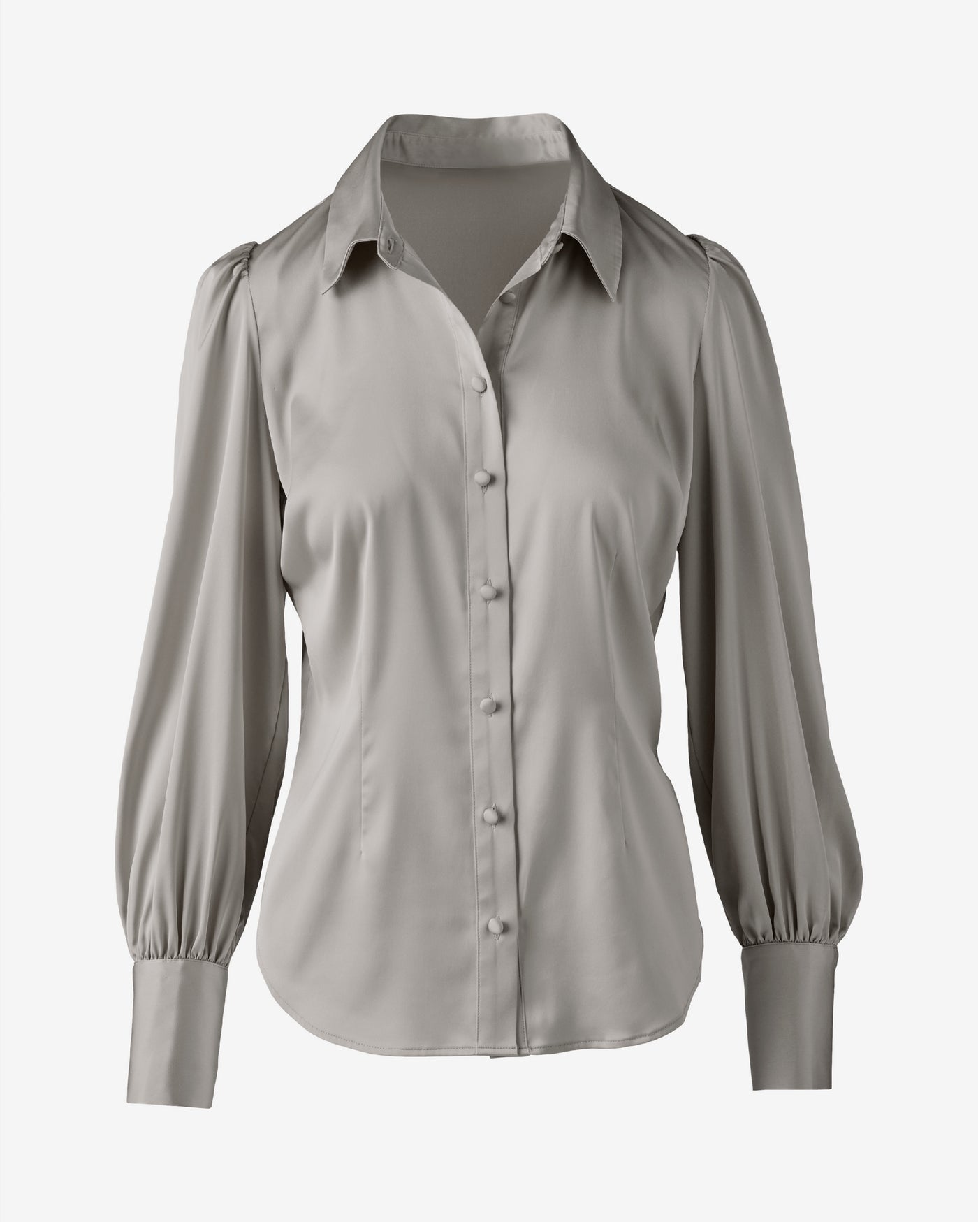 Victoria Charmeuse Chic Drama Sleeve Shirt Gray