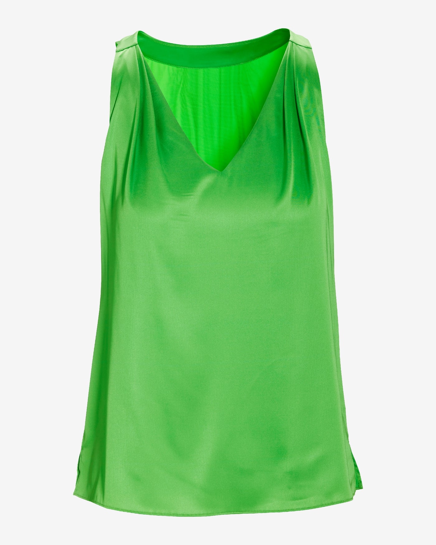 Nikki V-Neck Charmeuse Blouse Neon Green