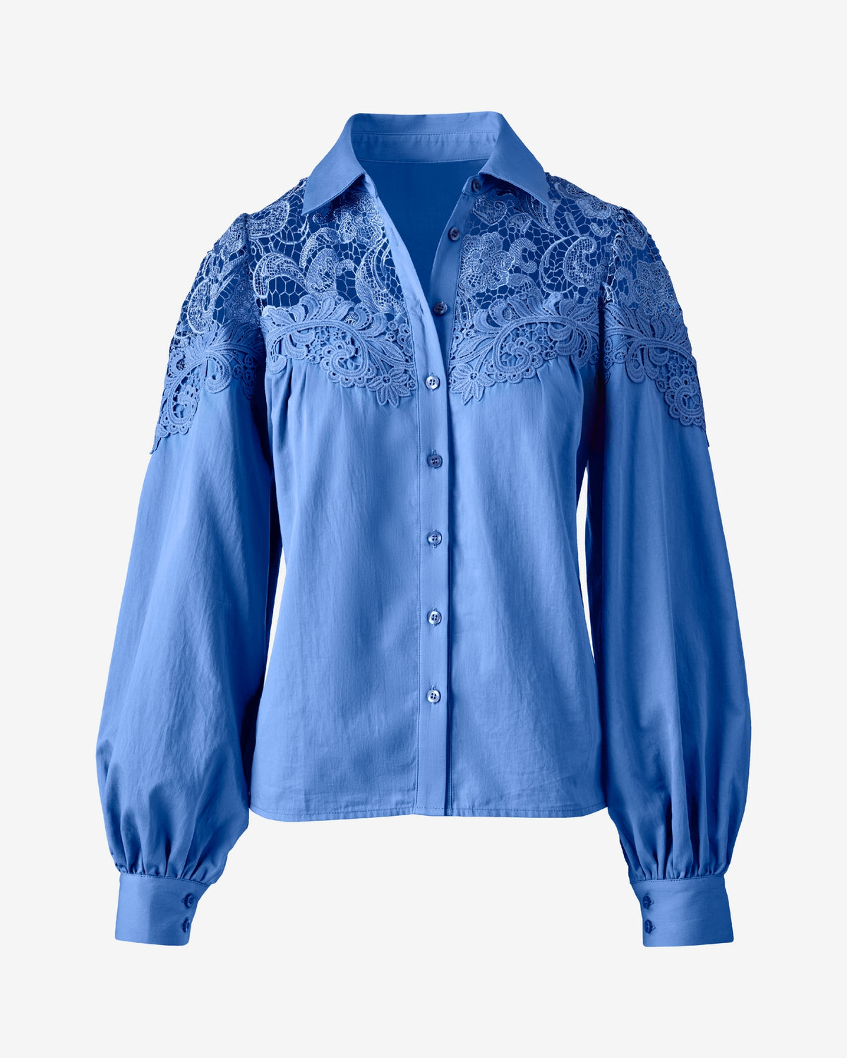 Lace Button Up Shirt Ultramarine