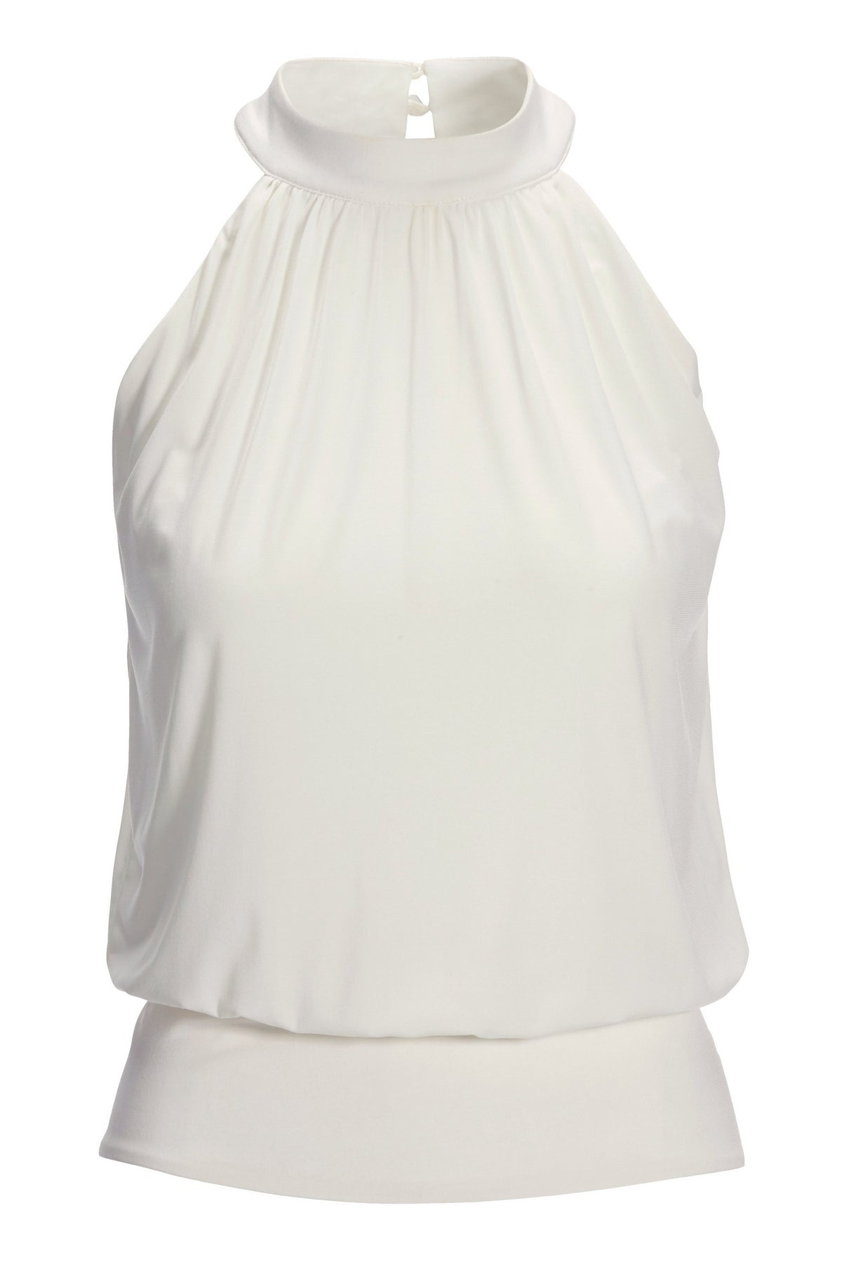 Halter Banded Bottom Mock Neck Top 2AV38 Off White