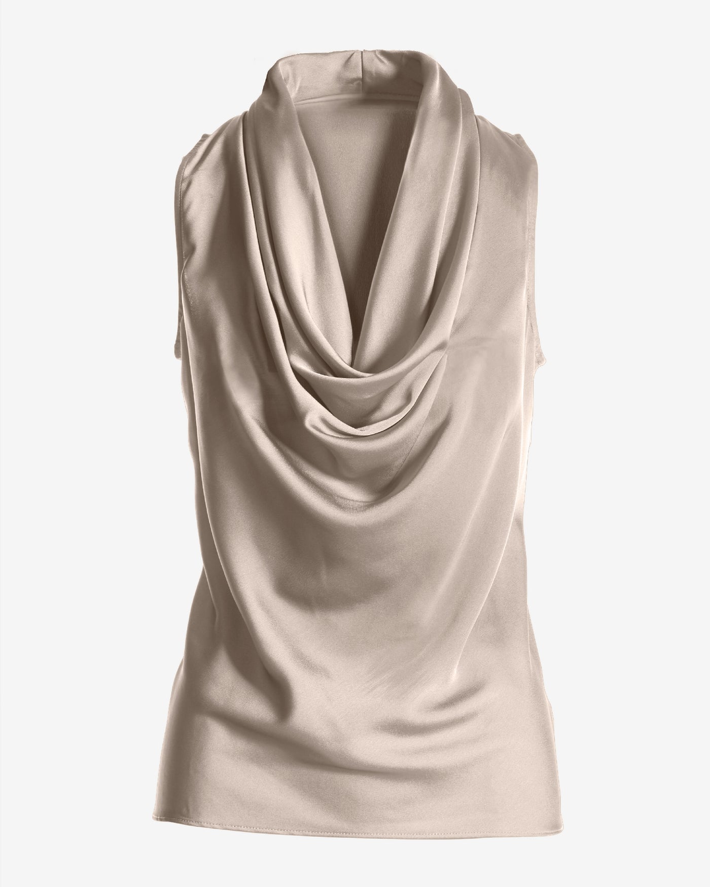 Marilyn Cowl-Neck Charmeuse Blouse Sable