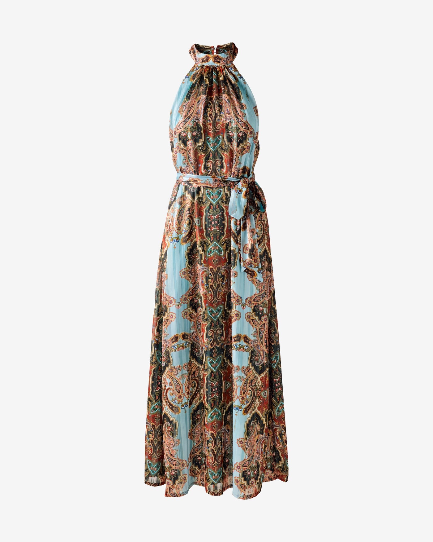Printed Halter Maxi Dress Bohemian Scroll