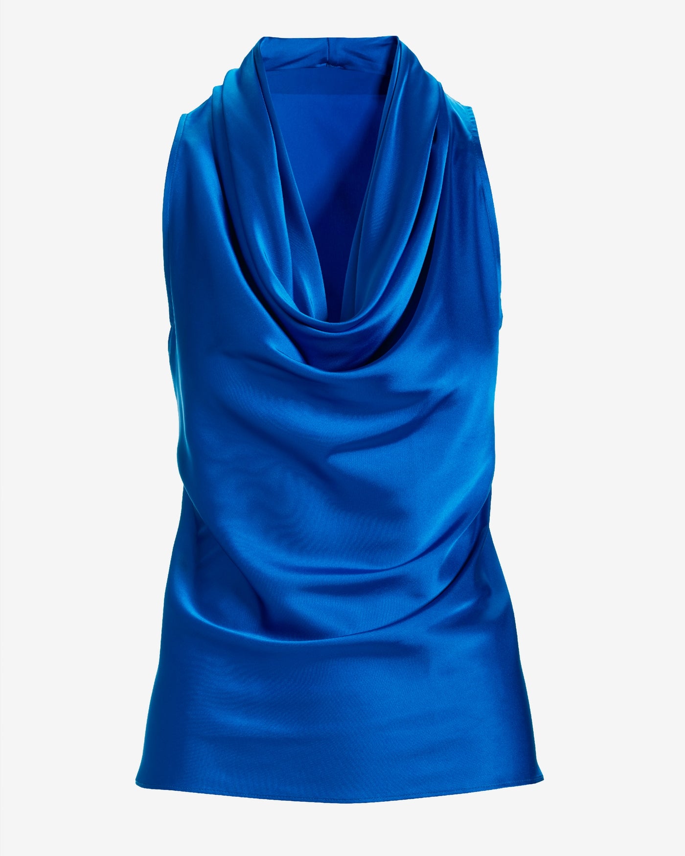 Marilyn Cowl-Neck Charmeuse Blouse Lapis Blue