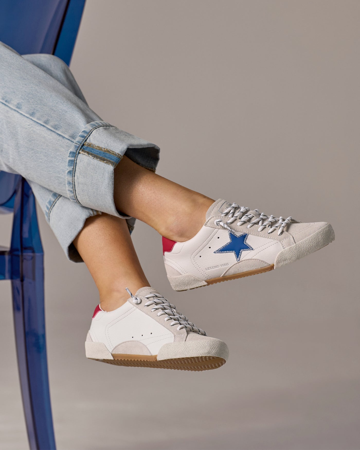Vintage Havana Red White and Blue Star Sneaker White Multi
