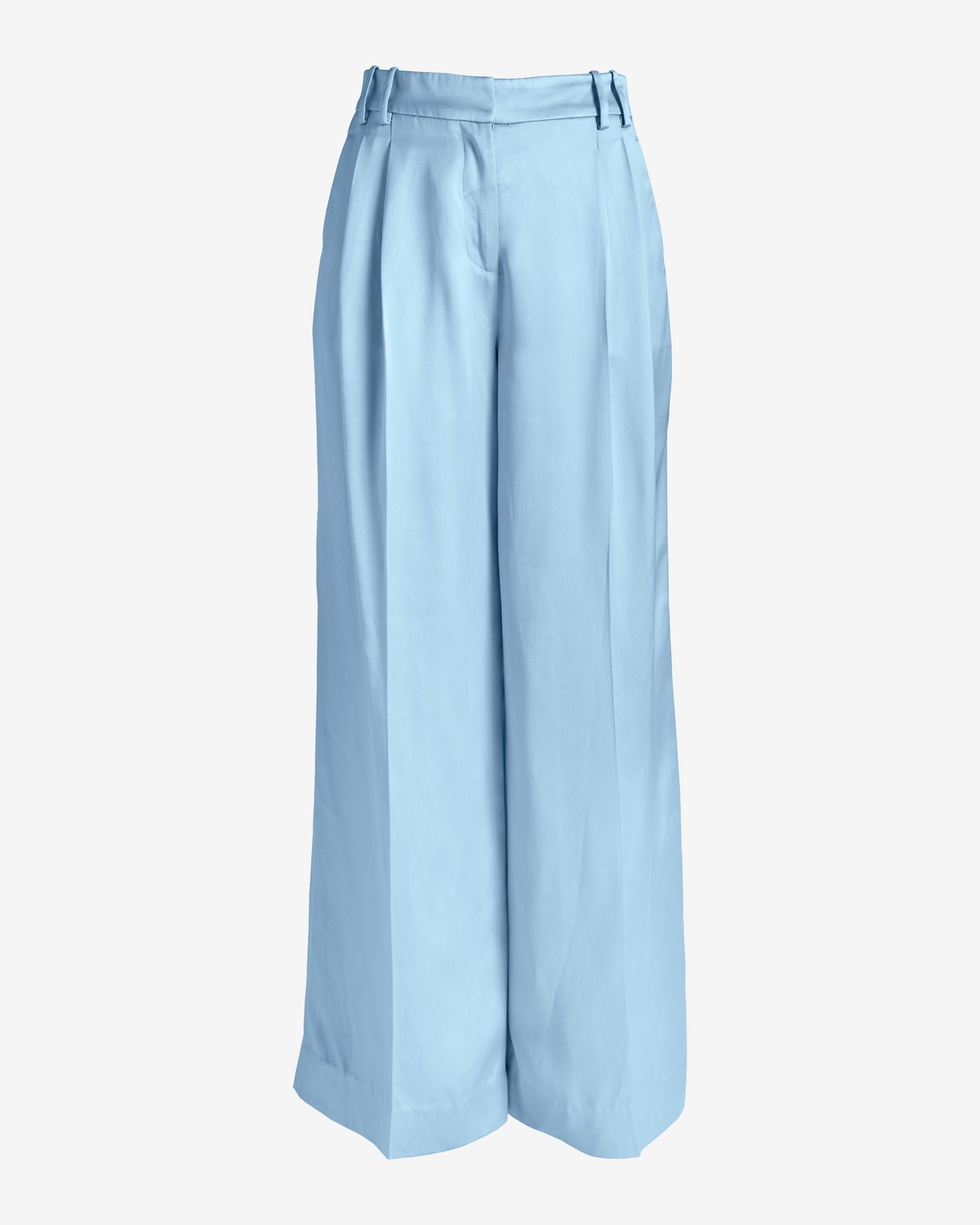 Wide Leg Satin Trouser Blue Cloud