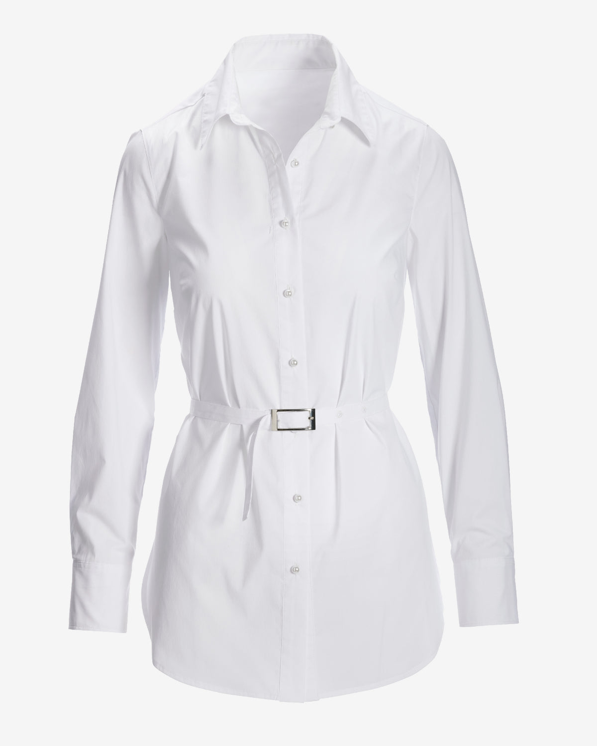 Belted Poplin Shirt White