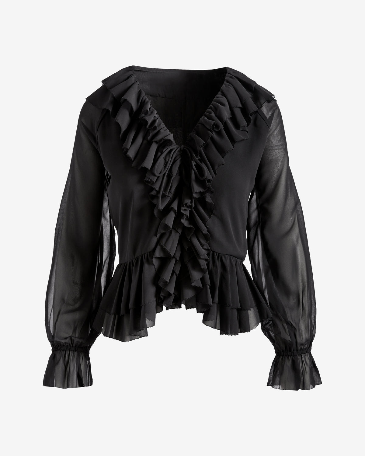 Ruffle Peplum Blouse Black