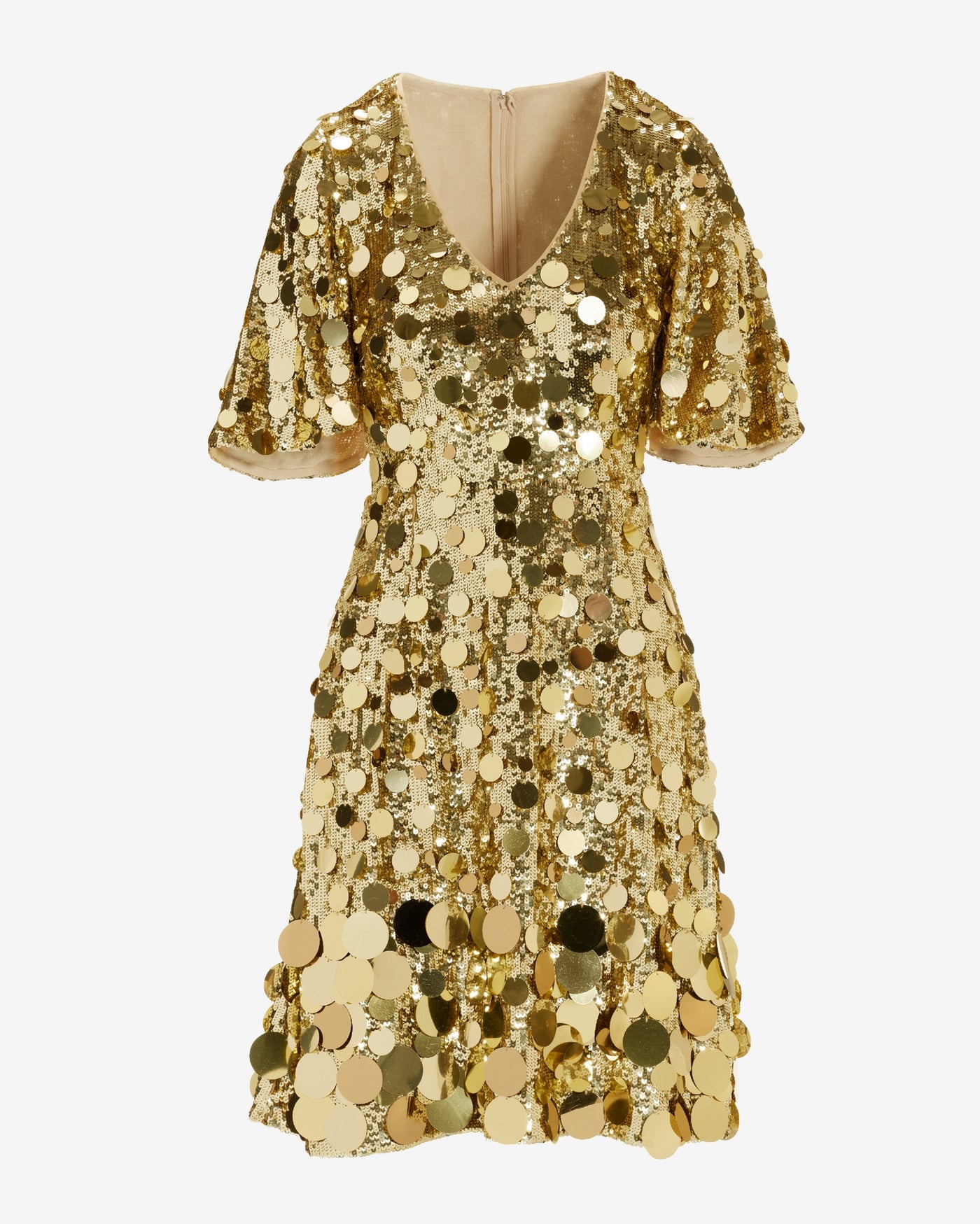 Effortless Glamour Paillette A Line Dress Gold
