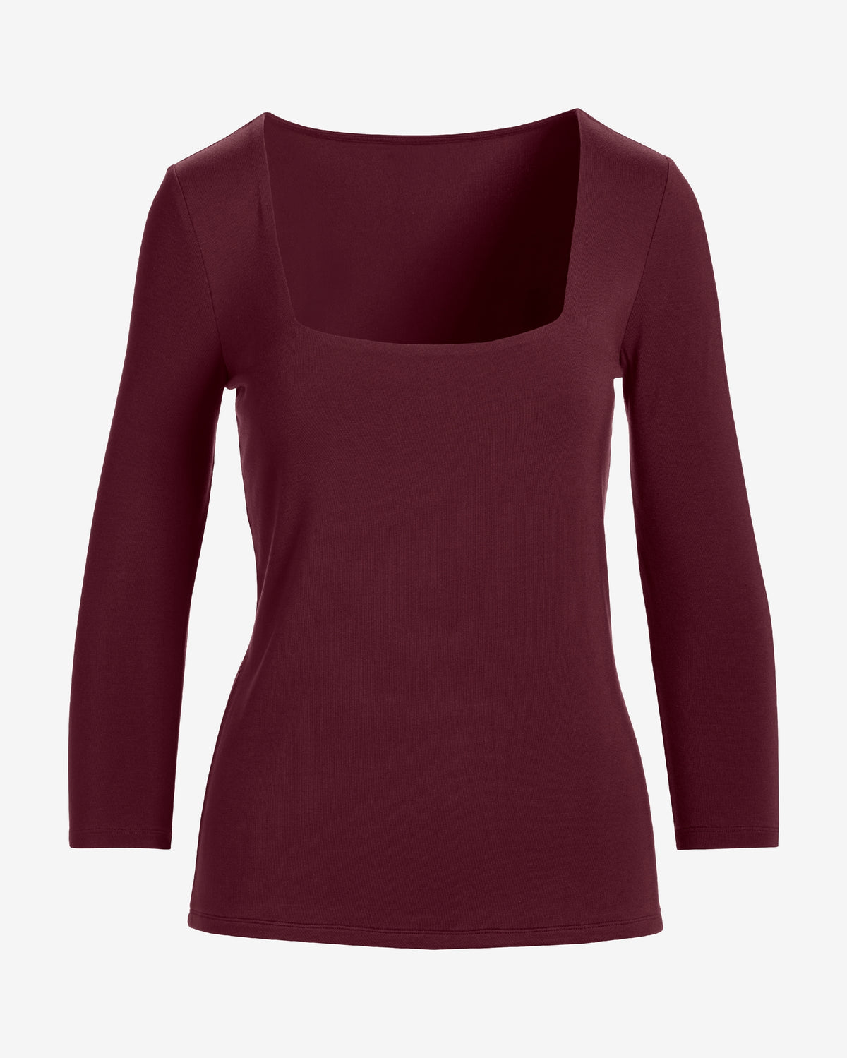 So Effortless Square Neck Three Quarter Sleeve Top Black Cherry