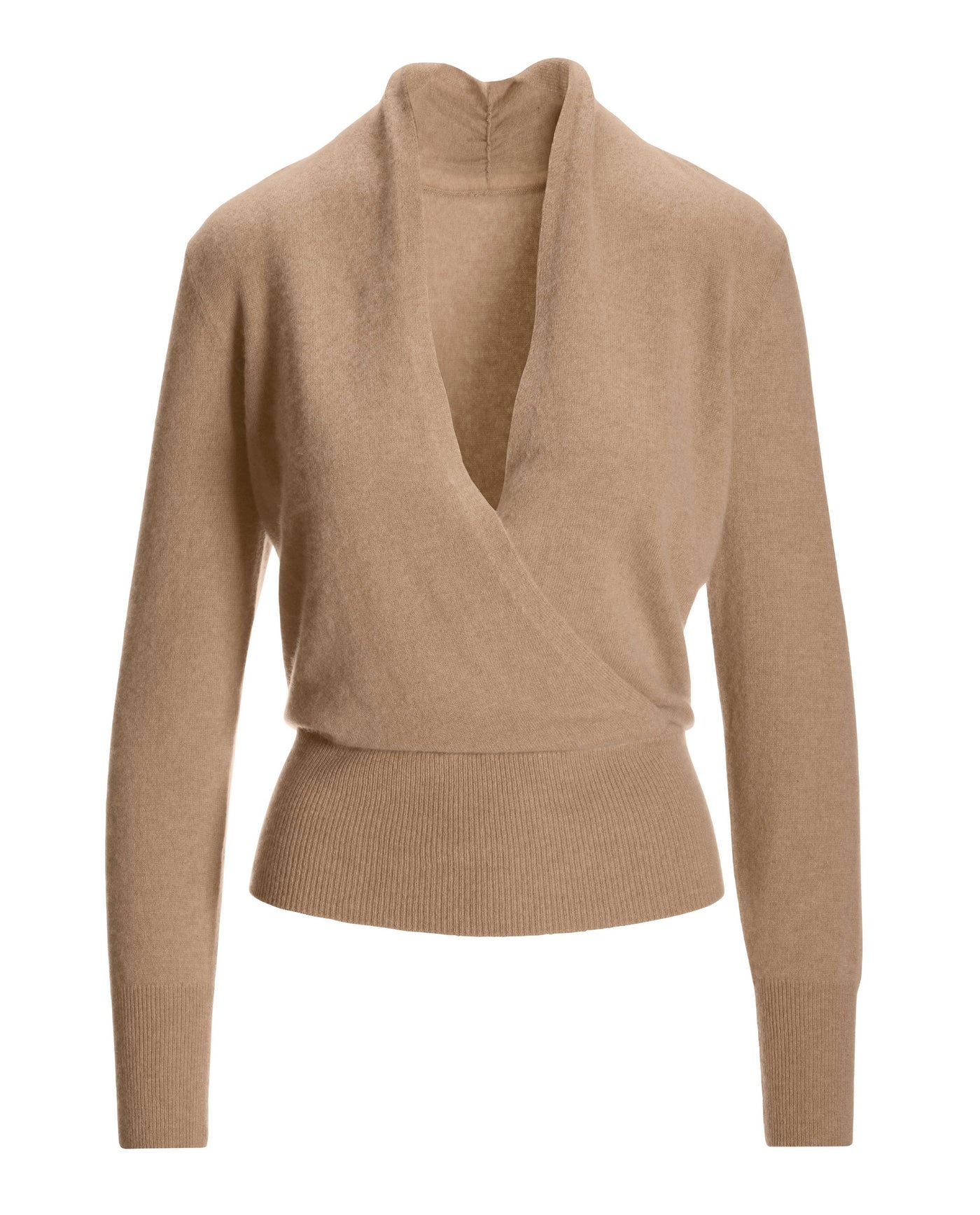 Cashmere Surplice Blouson Sweater Tan